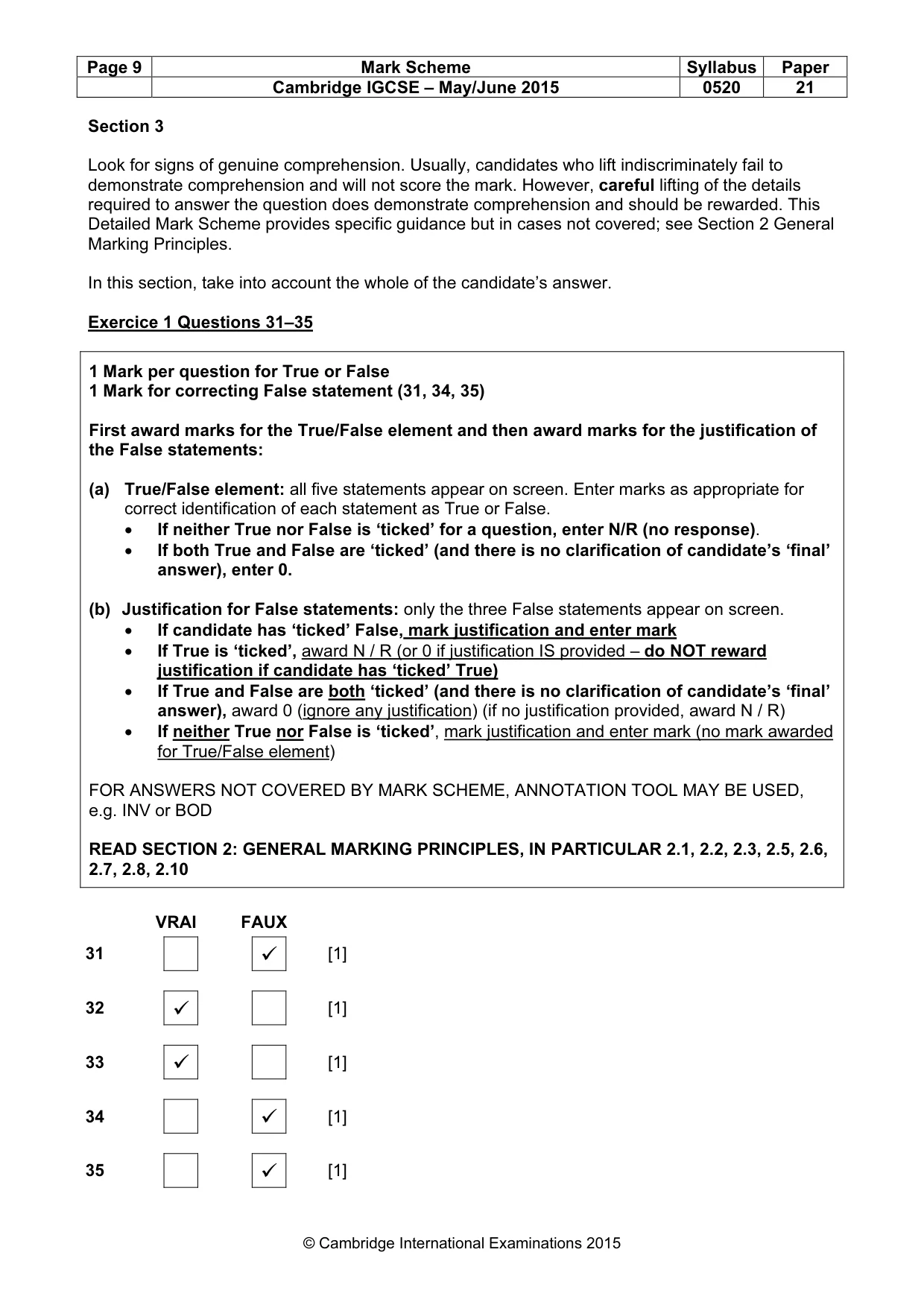 Mark scheme, page 9 of 15