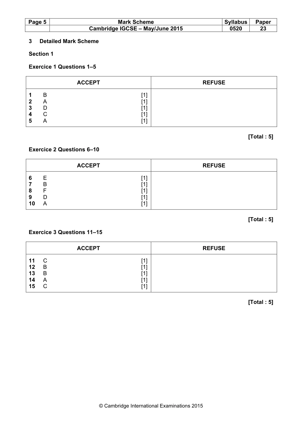 Mark scheme, page 5 of 11
