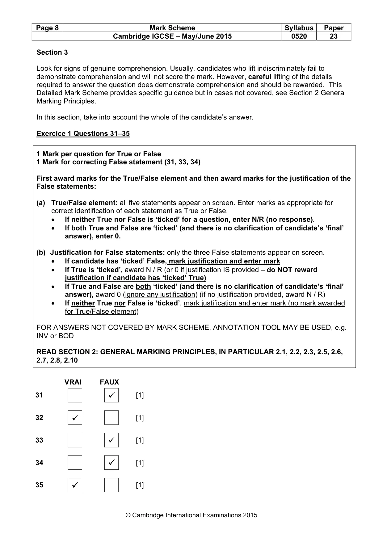 Mark scheme, page 8 of 11