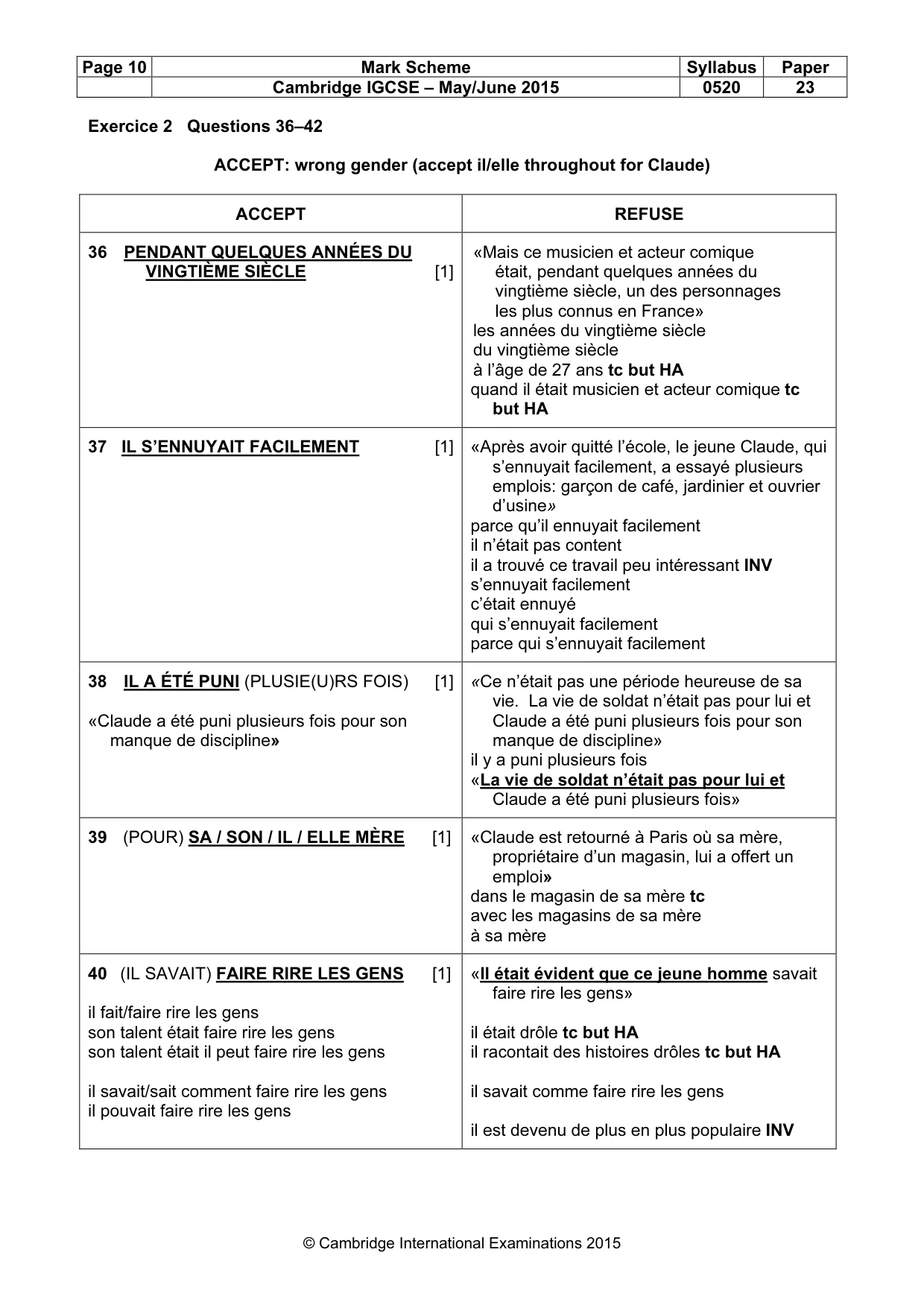 Mark scheme, page 10 of 11