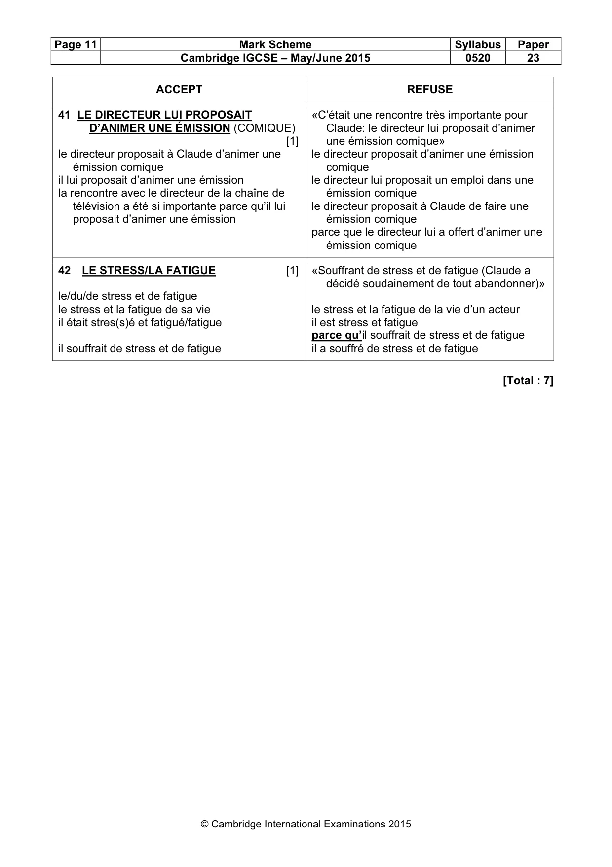 Mark scheme, page 11 of 11
