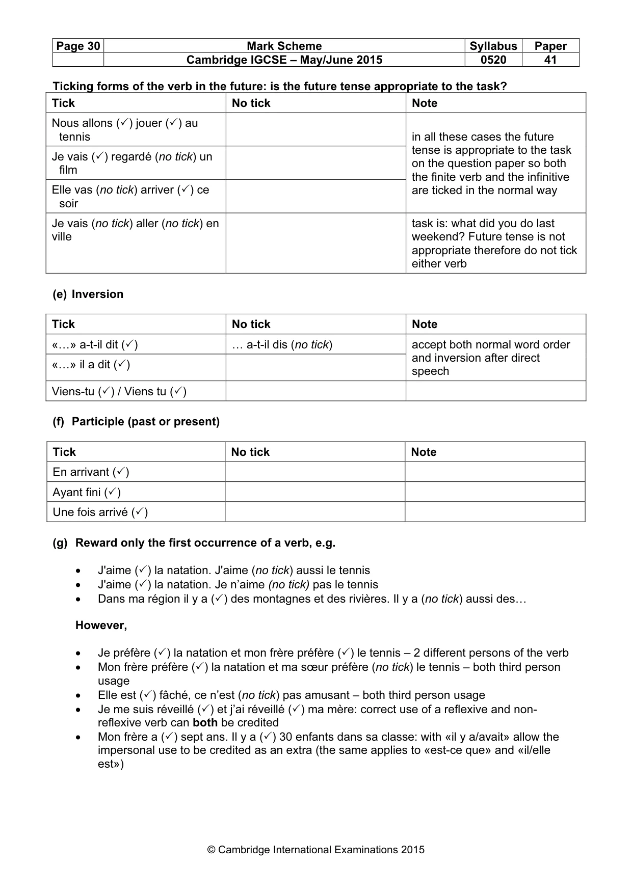 Mark scheme, page 30 of 40