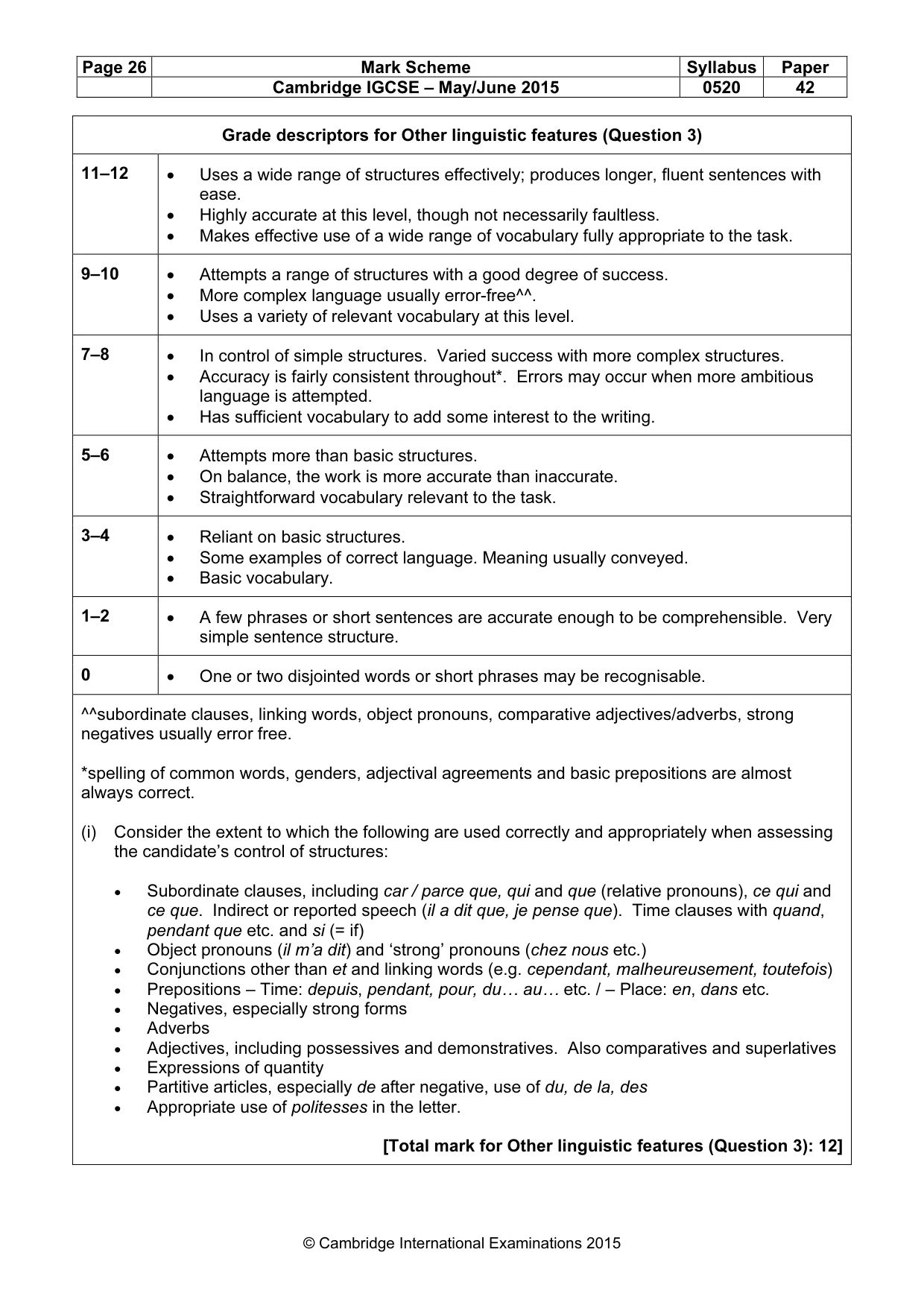 Mark scheme, page 26 of 34