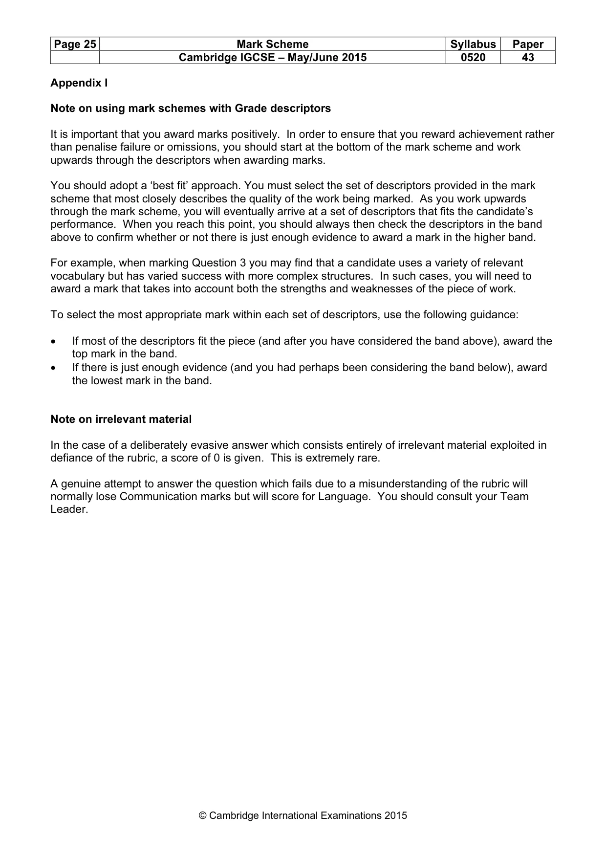 Mark scheme, page 25 of 32