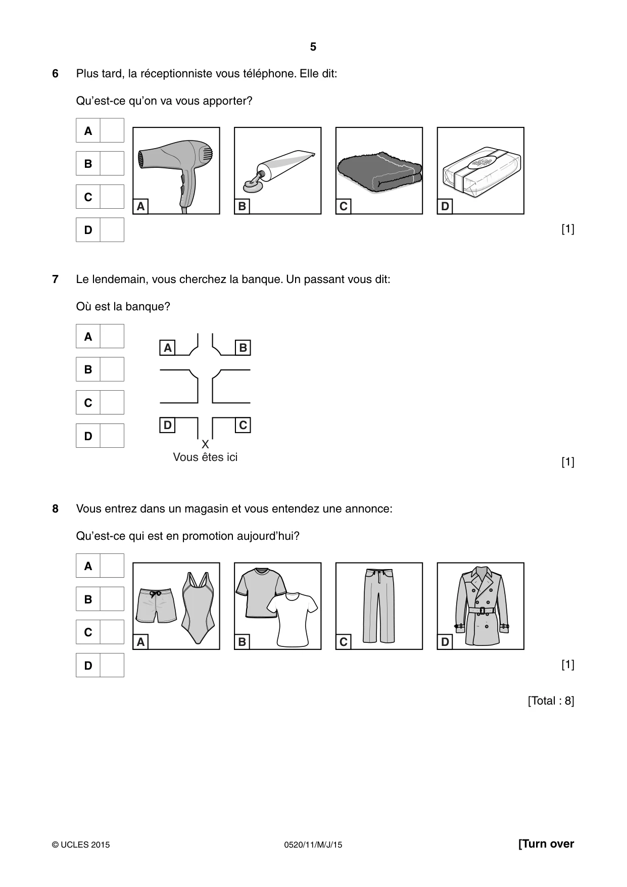 Cambridge IGCSE French - Foreign Language 0520 2015 May/June Paper 1 · Variant 1 question paper, page 5 of 12
