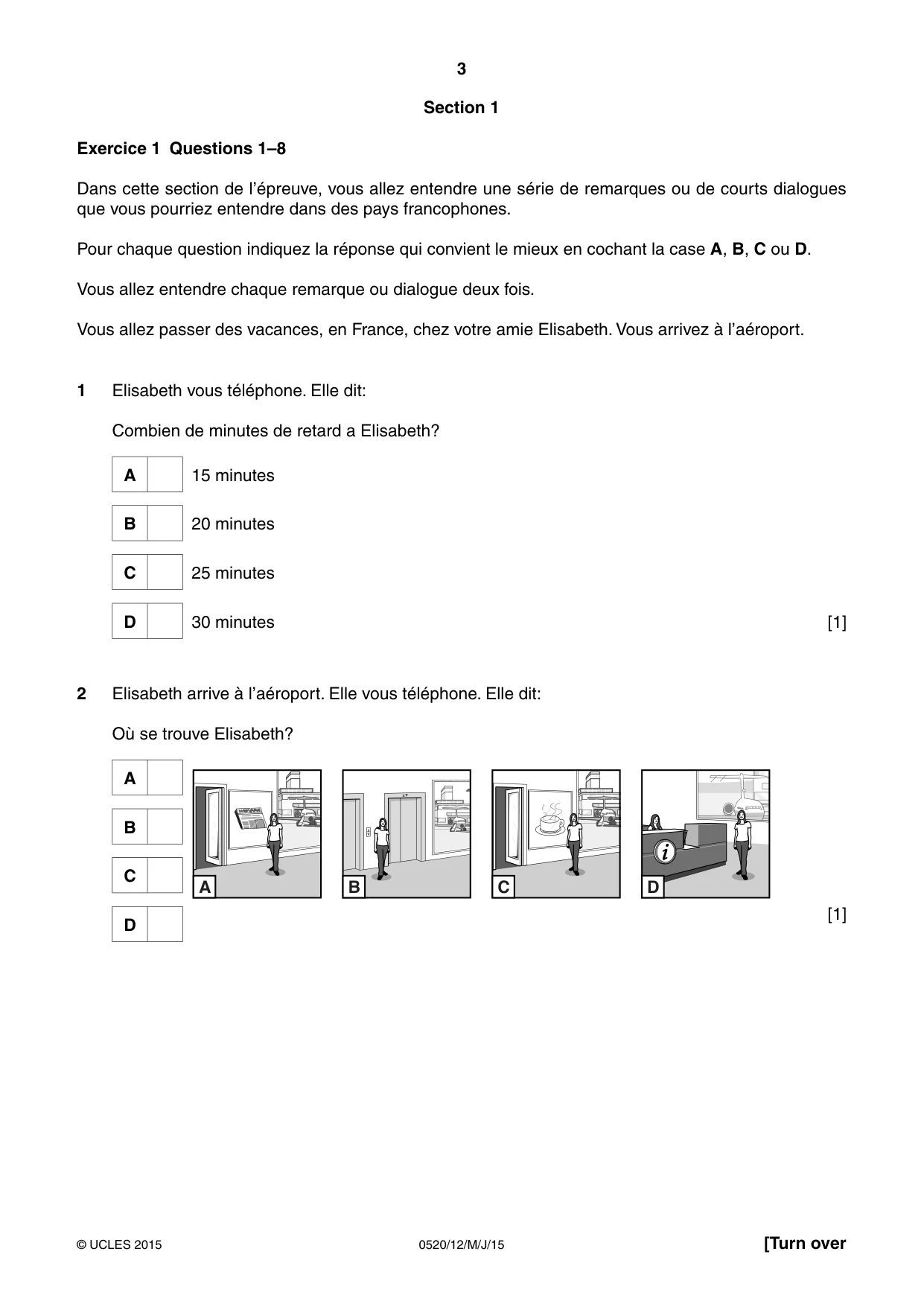 Cambridge IGCSE French - Foreign Language 0520 2015 May/June Paper 1 · Variant 2 question paper, page 3 of 12