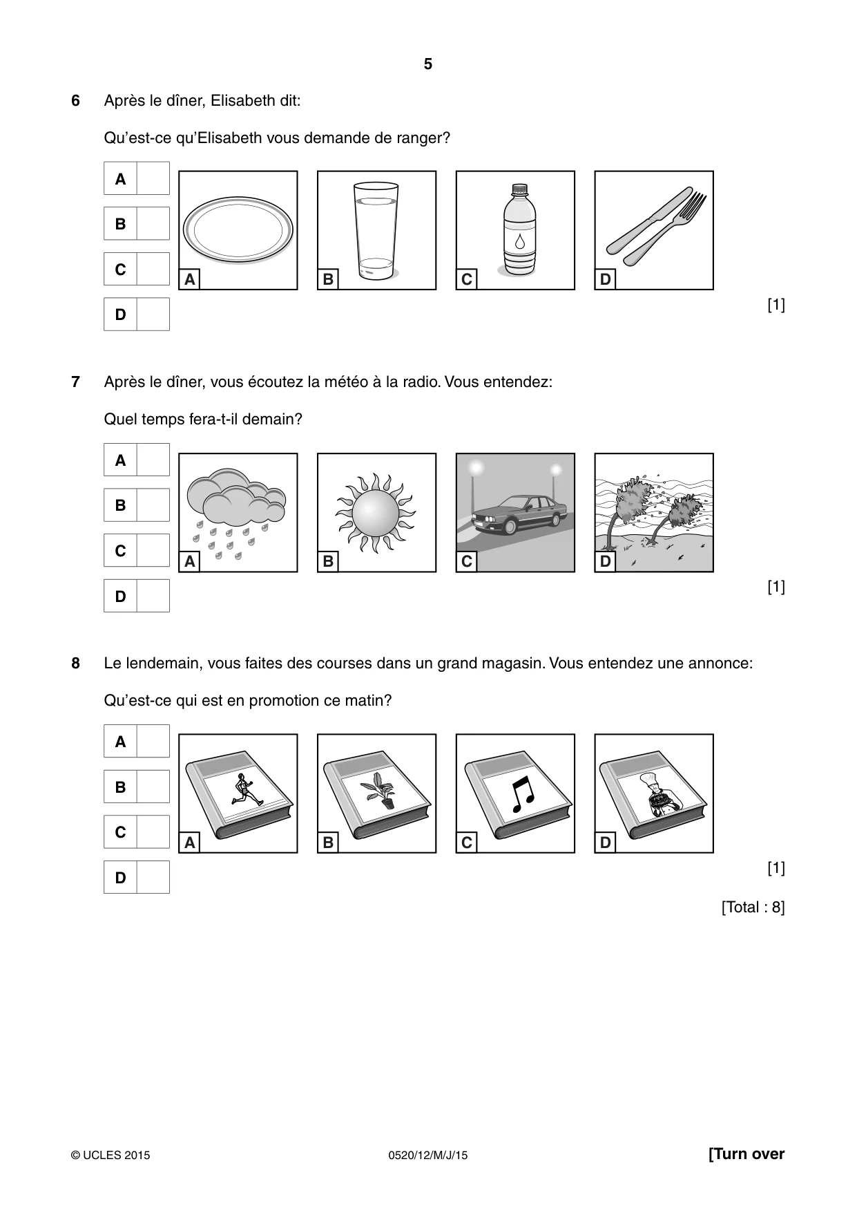 Cambridge IGCSE French - Foreign Language 0520 2015 May/June Paper 1 · Variant 2 question paper, page 5 of 12