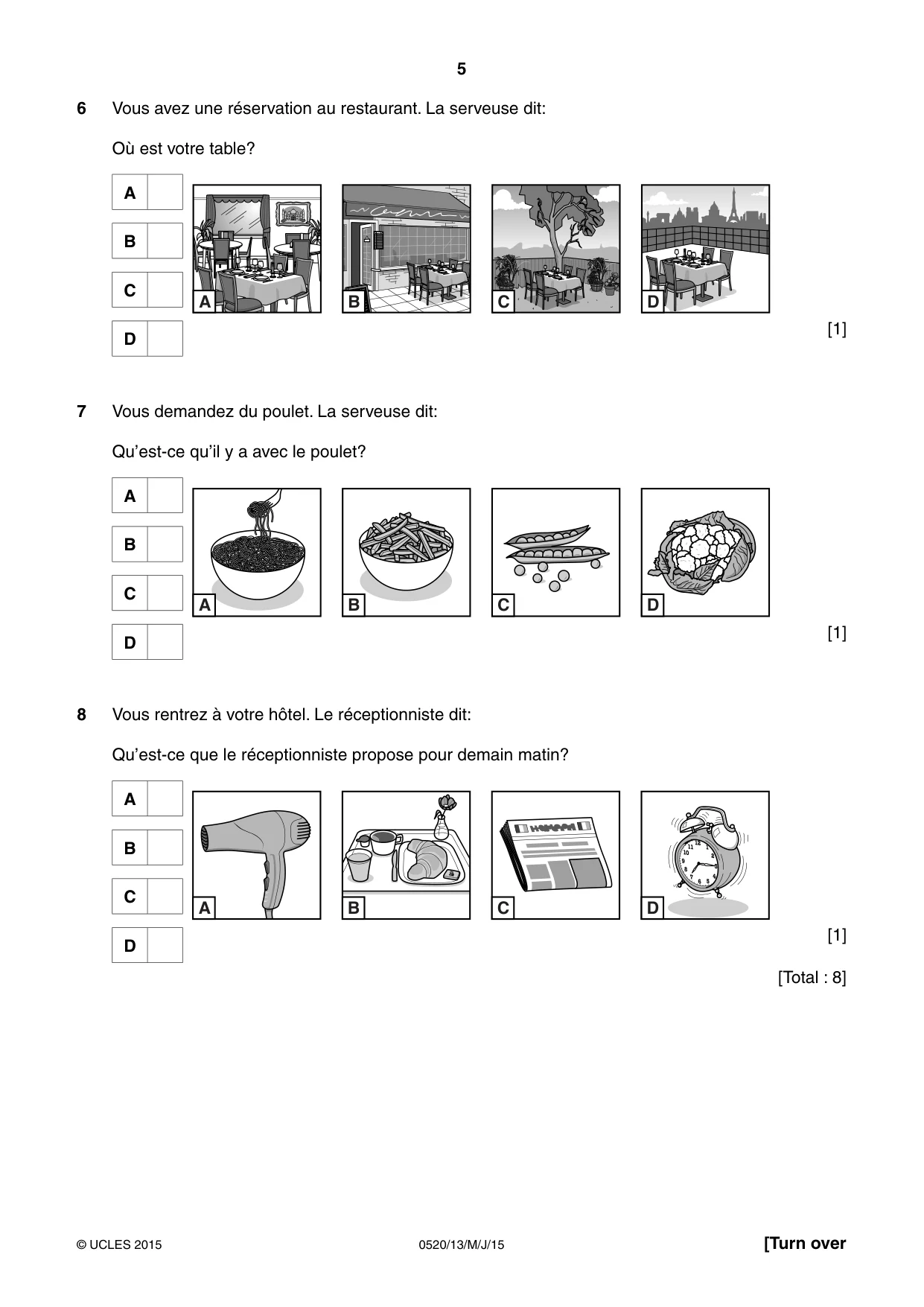 Cambridge IGCSE French - Foreign Language 0520 2015 May/June Paper 1 · Variant 3 question paper, page 5 of 12