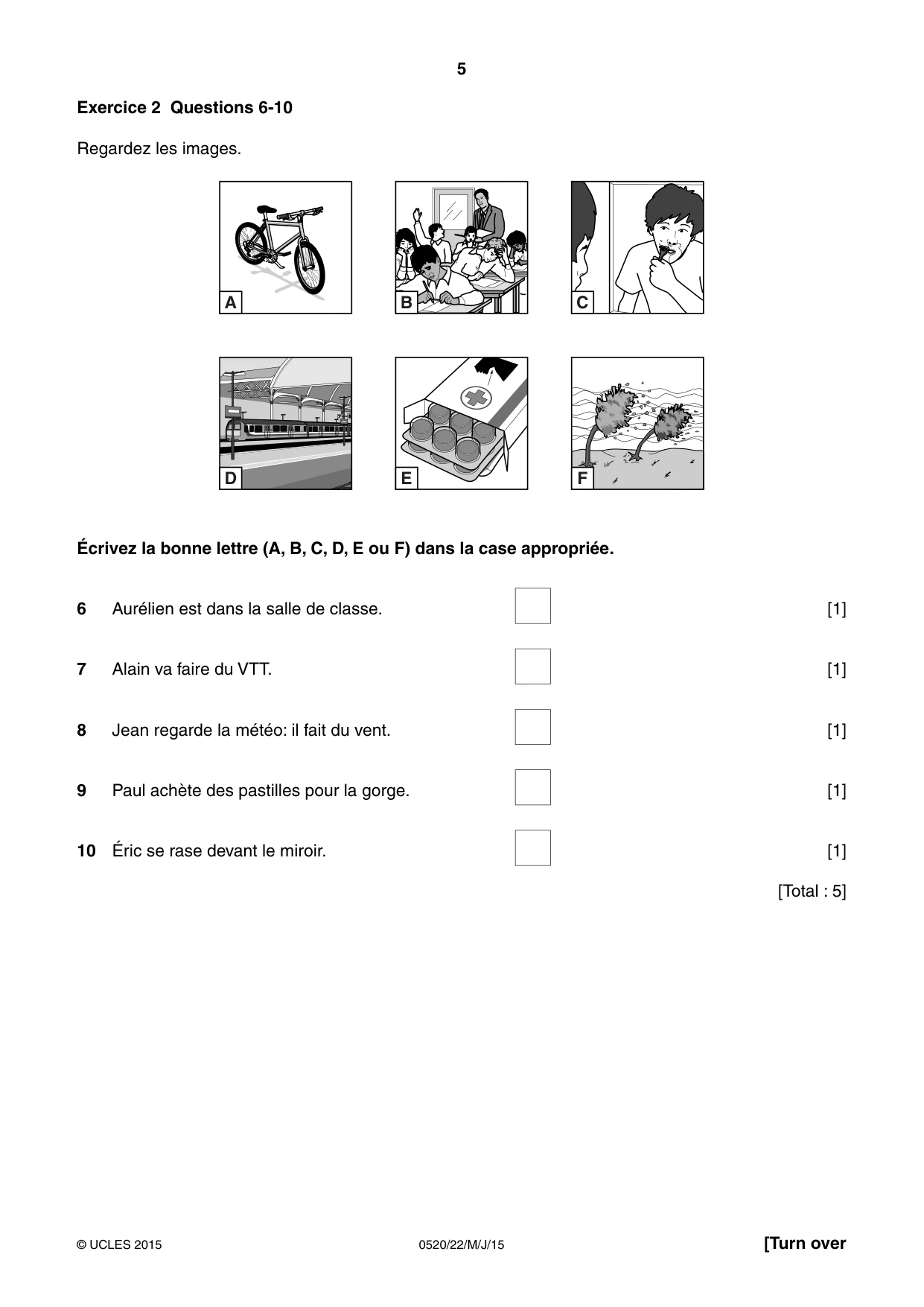 Cambridge IGCSE French - Foreign Language 0520 2015 May/June Paper 2 · Variant 2 question paper, page 5 of 16