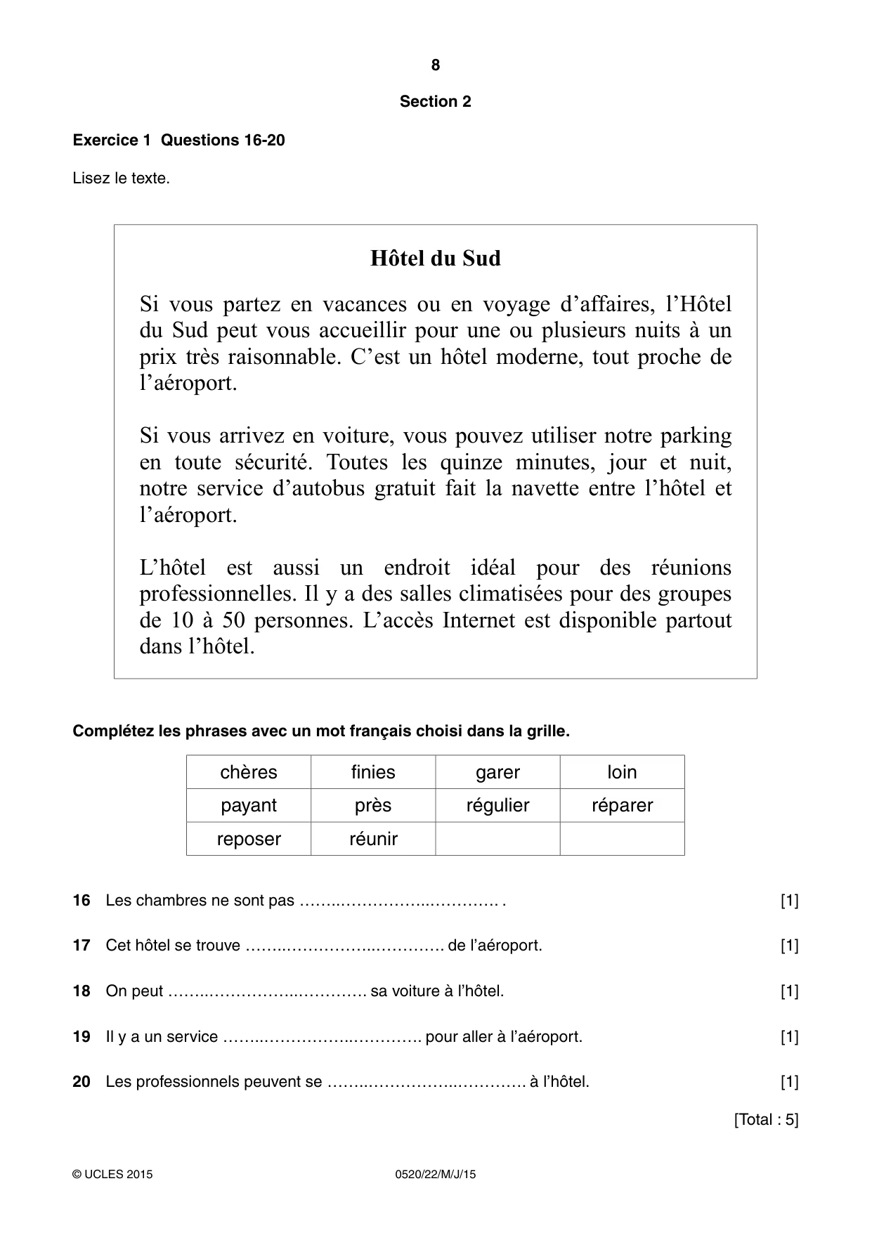 Cambridge IGCSE French - Foreign Language 0520 2015 May/June Paper 2 · Variant 2 question paper, page 8 of 16