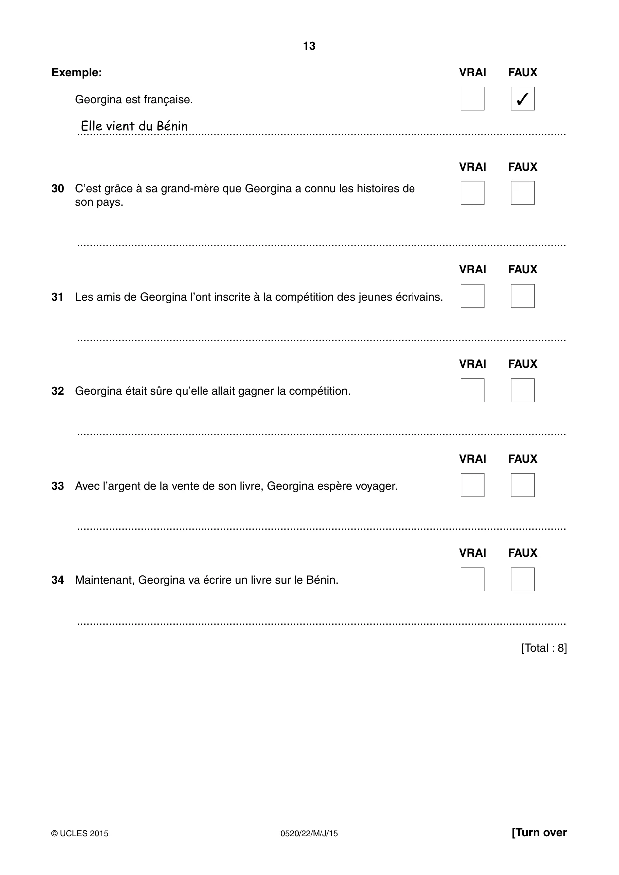 Cambridge IGCSE French - Foreign Language 0520 2015 May/June Paper 2 · Variant 2 question paper, page 13 of 16