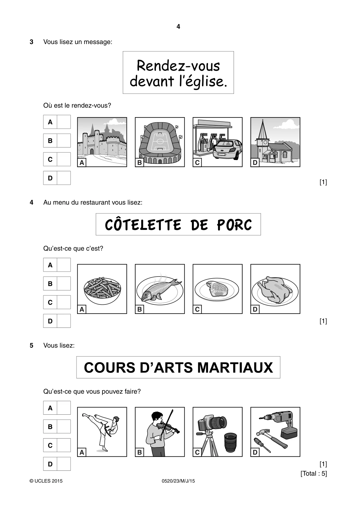 Cambridge IGCSE French - Foreign Language 0520 2015 May/June Paper 2 · Variant 3 question paper, page 4 of 16