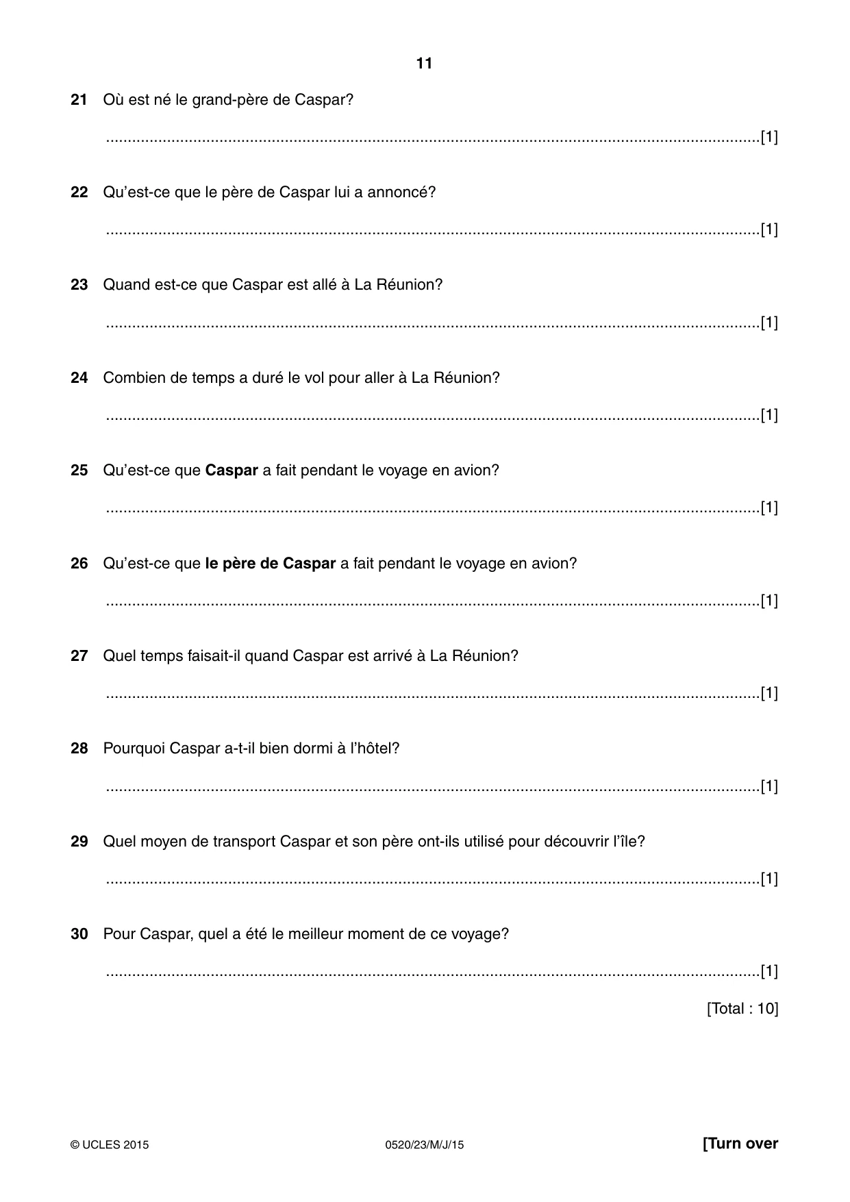 Cambridge IGCSE French - Foreign Language 0520 2015 May/June Paper 2 · Variant 3 question paper, page 11 of 16