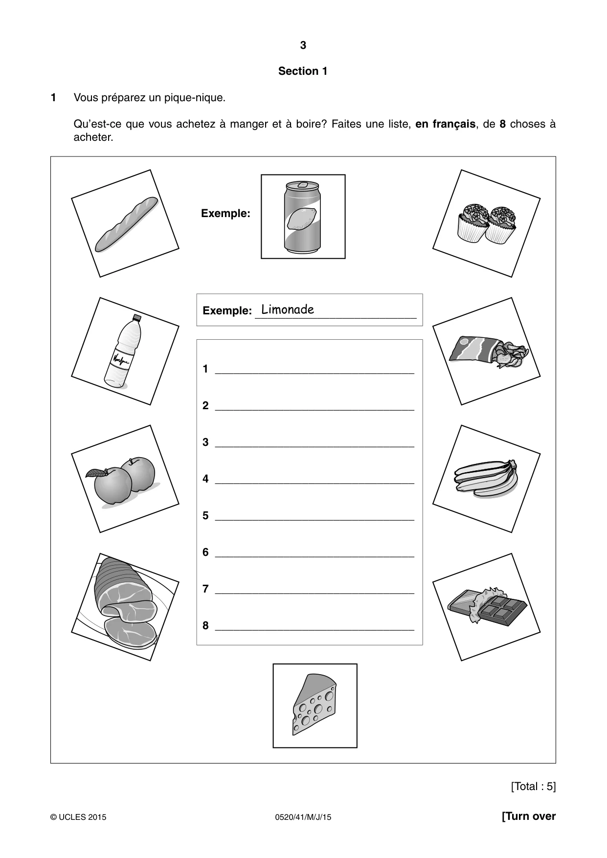 Cambridge IGCSE French - Foreign Language 0520 2015 May/June Paper 4 · Variant 1 question paper, page 3 of 8