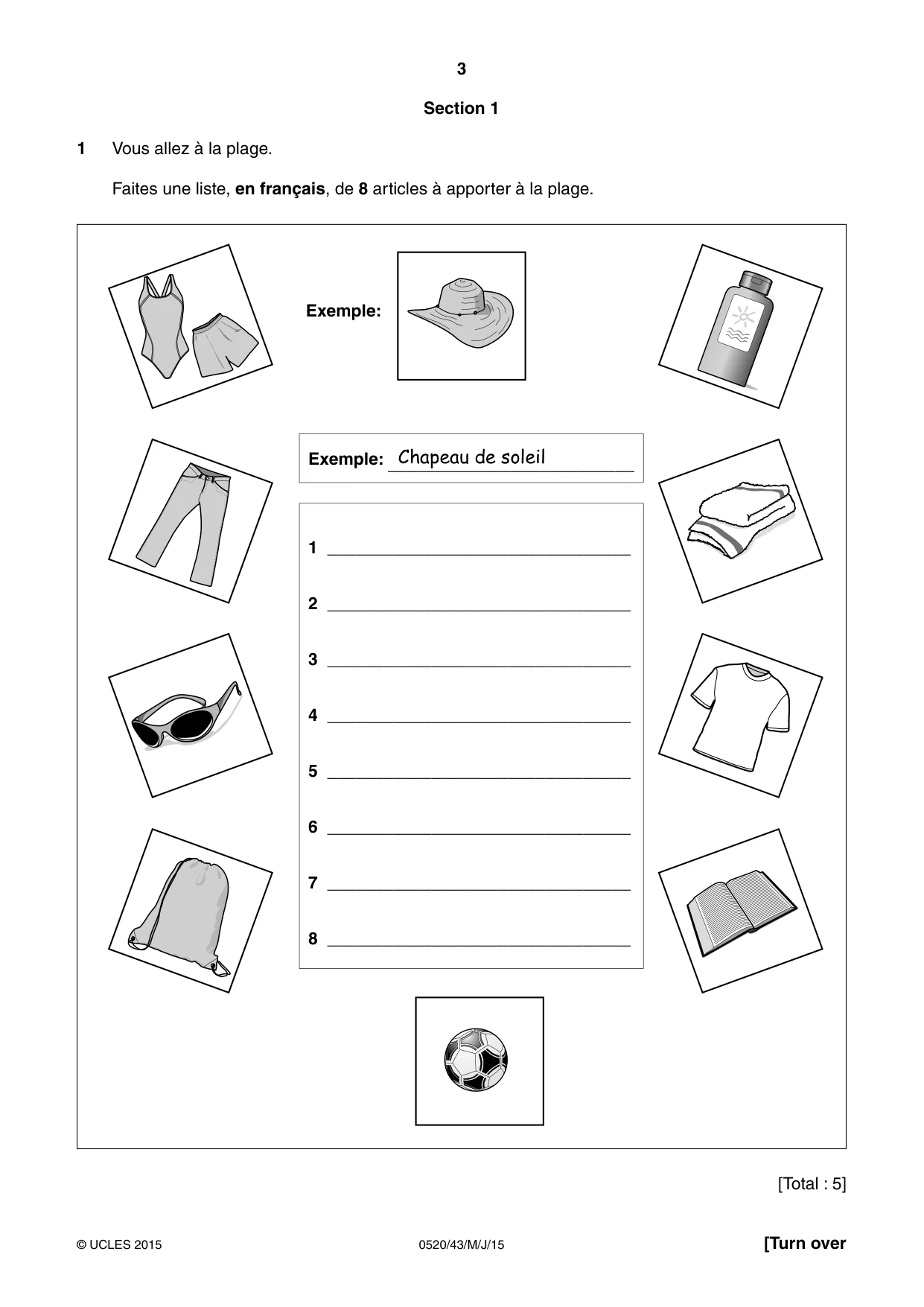 Cambridge IGCSE French - Foreign Language 0520 2015 May/June Paper 4 · Variant 3 question paper, page 3 of 8