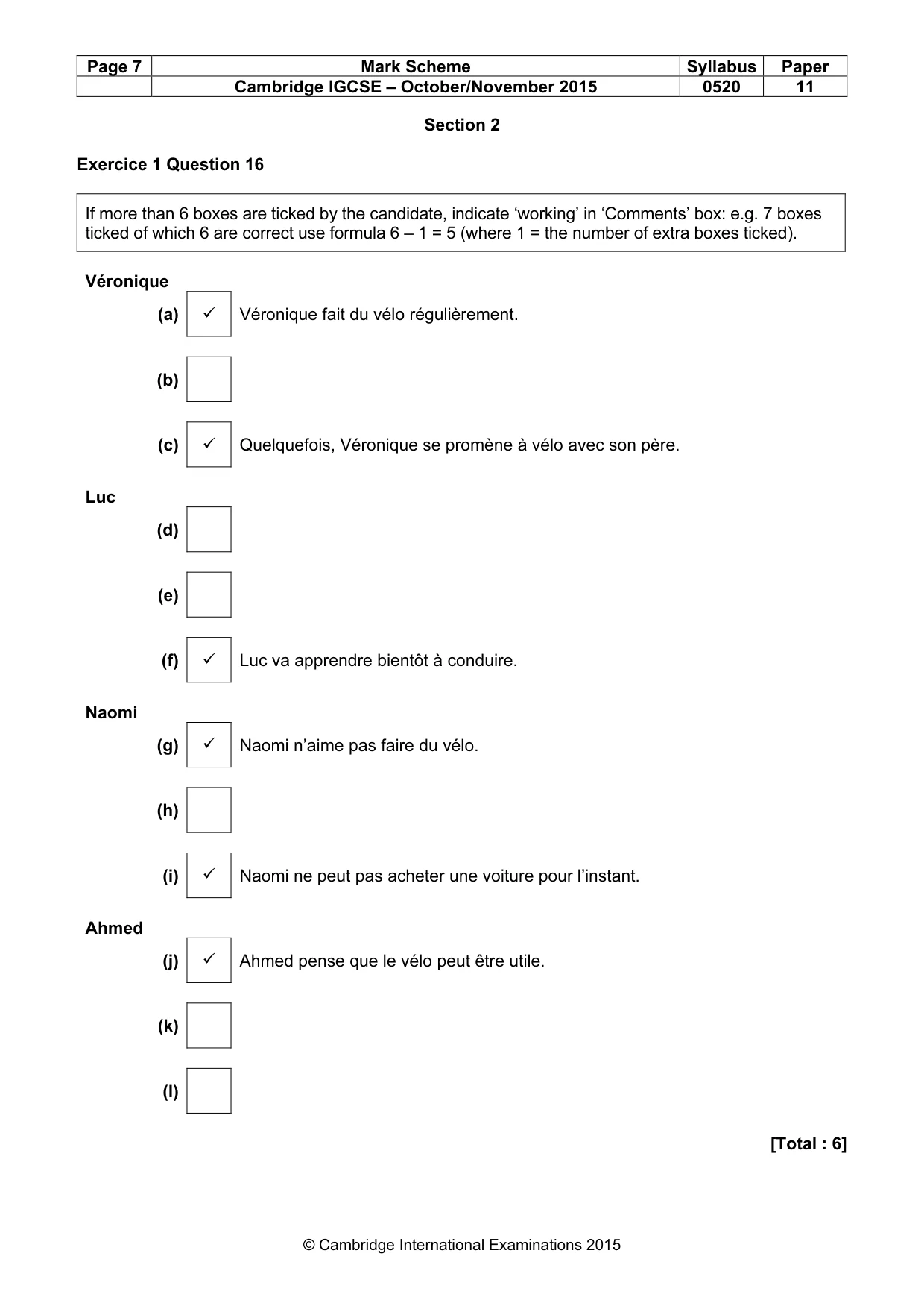 Mark scheme, page 7 of 11