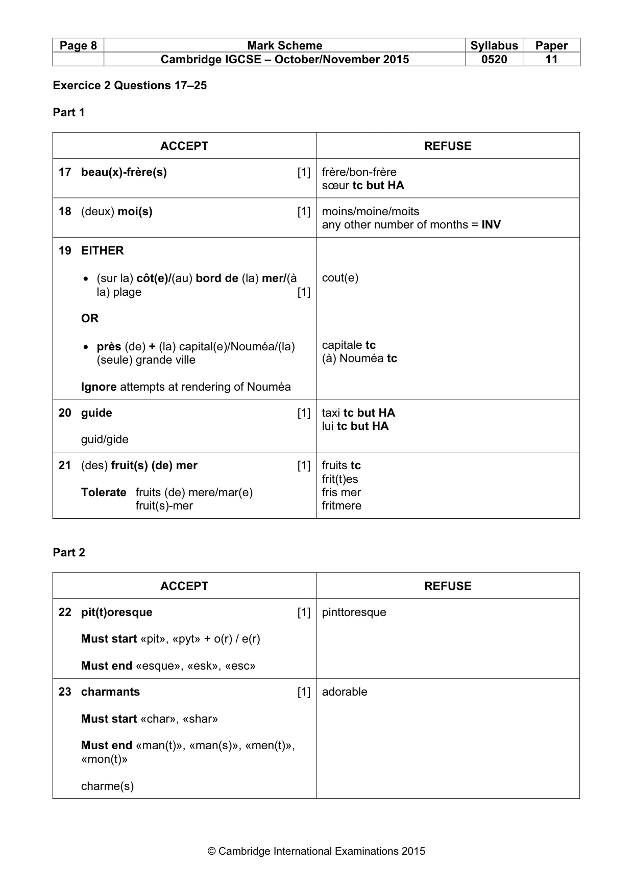 Mark scheme, page 8 of 11