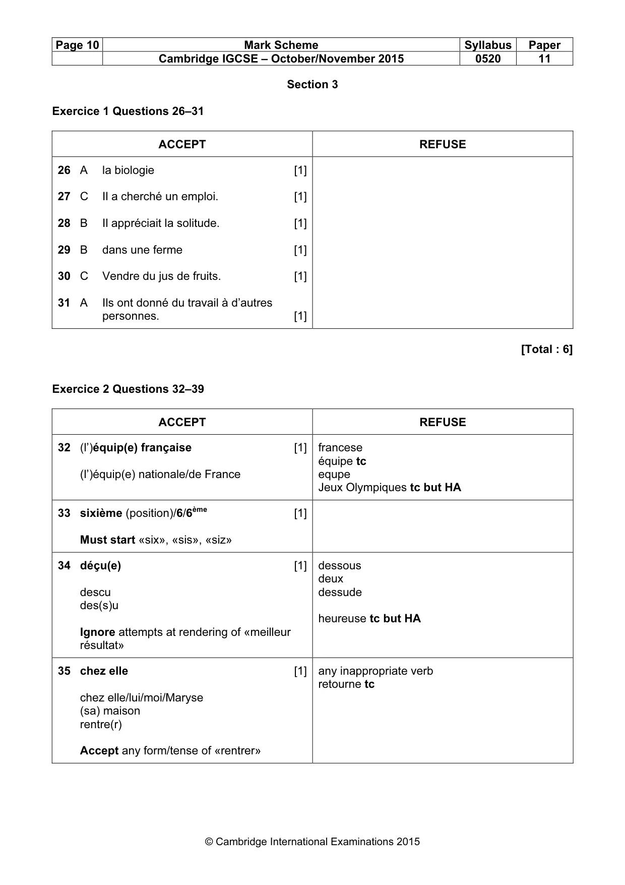 Mark scheme, page 10 of 11