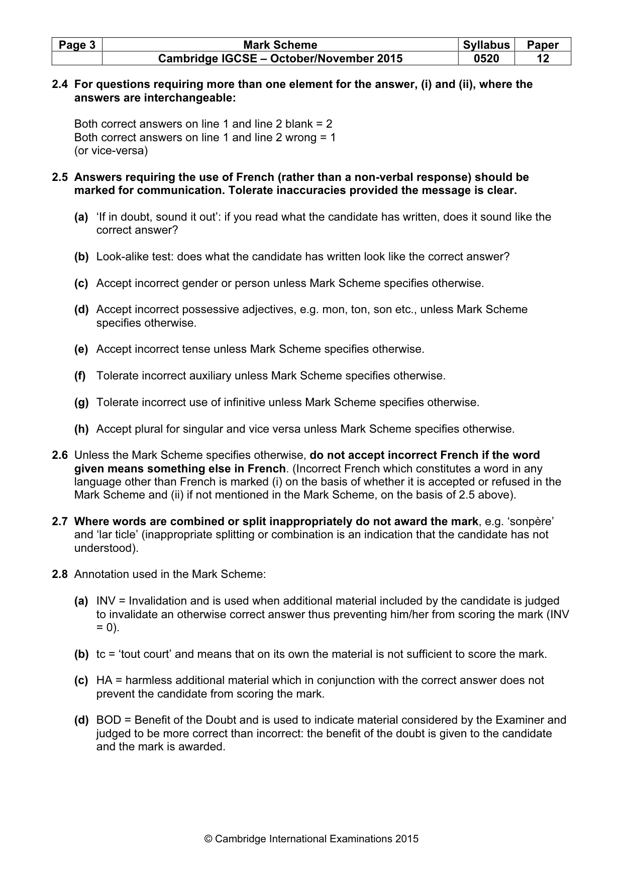 Mark scheme, page 3 of 12