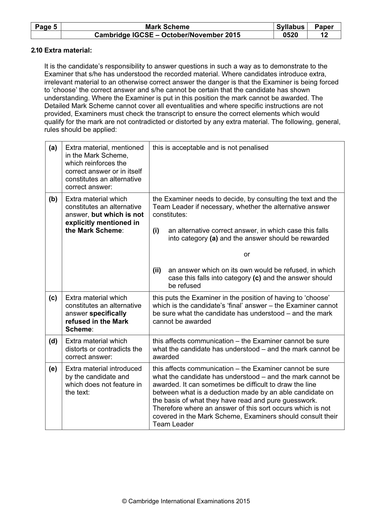 Mark scheme, page 5 of 12