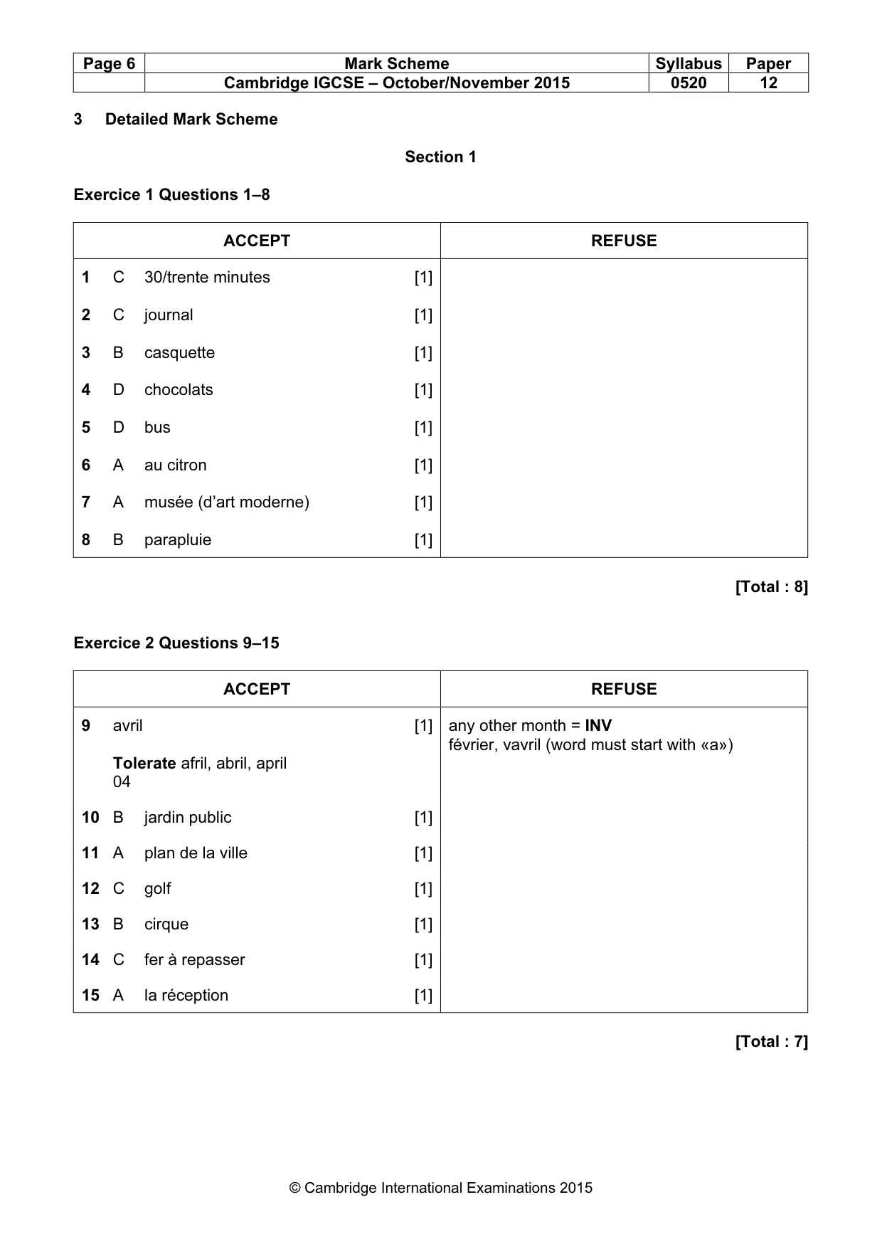 Mark scheme, page 6 of 12