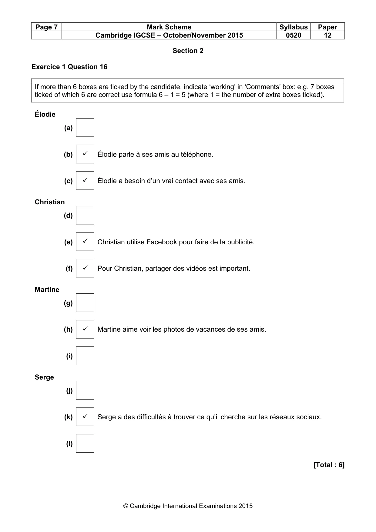 Mark scheme, page 7 of 12