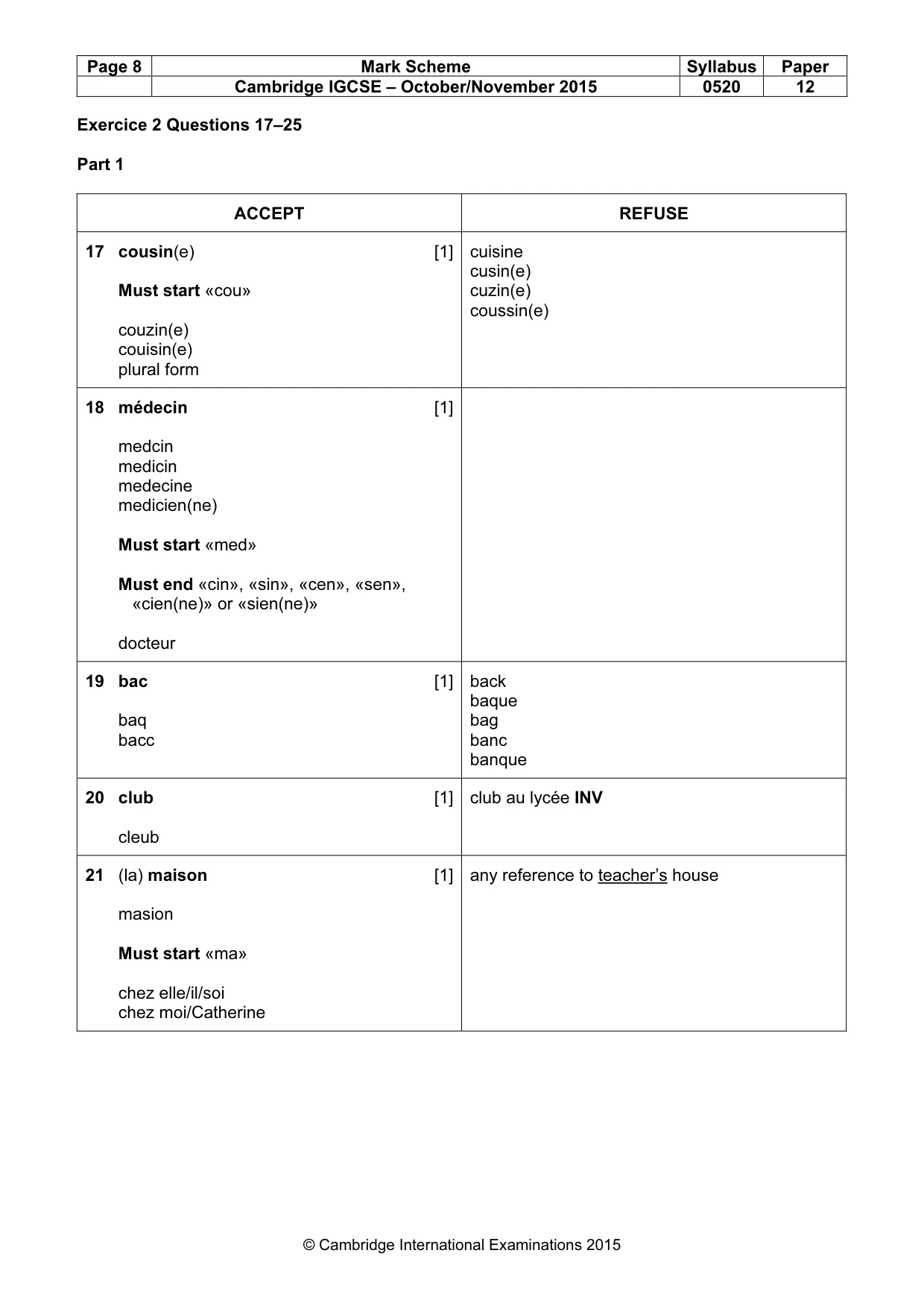 Mark scheme, page 8 of 12