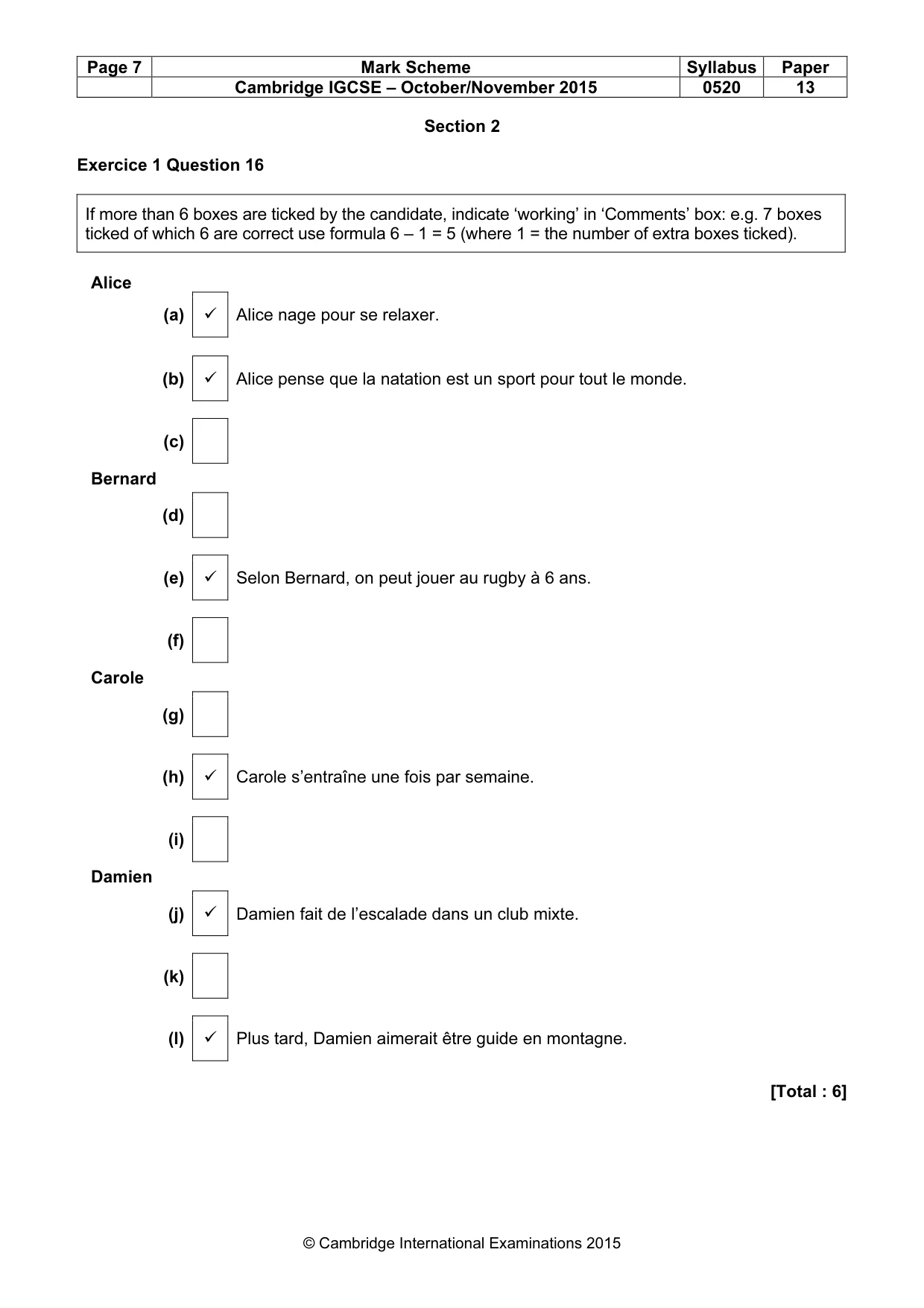 Mark scheme, page 7 of 11