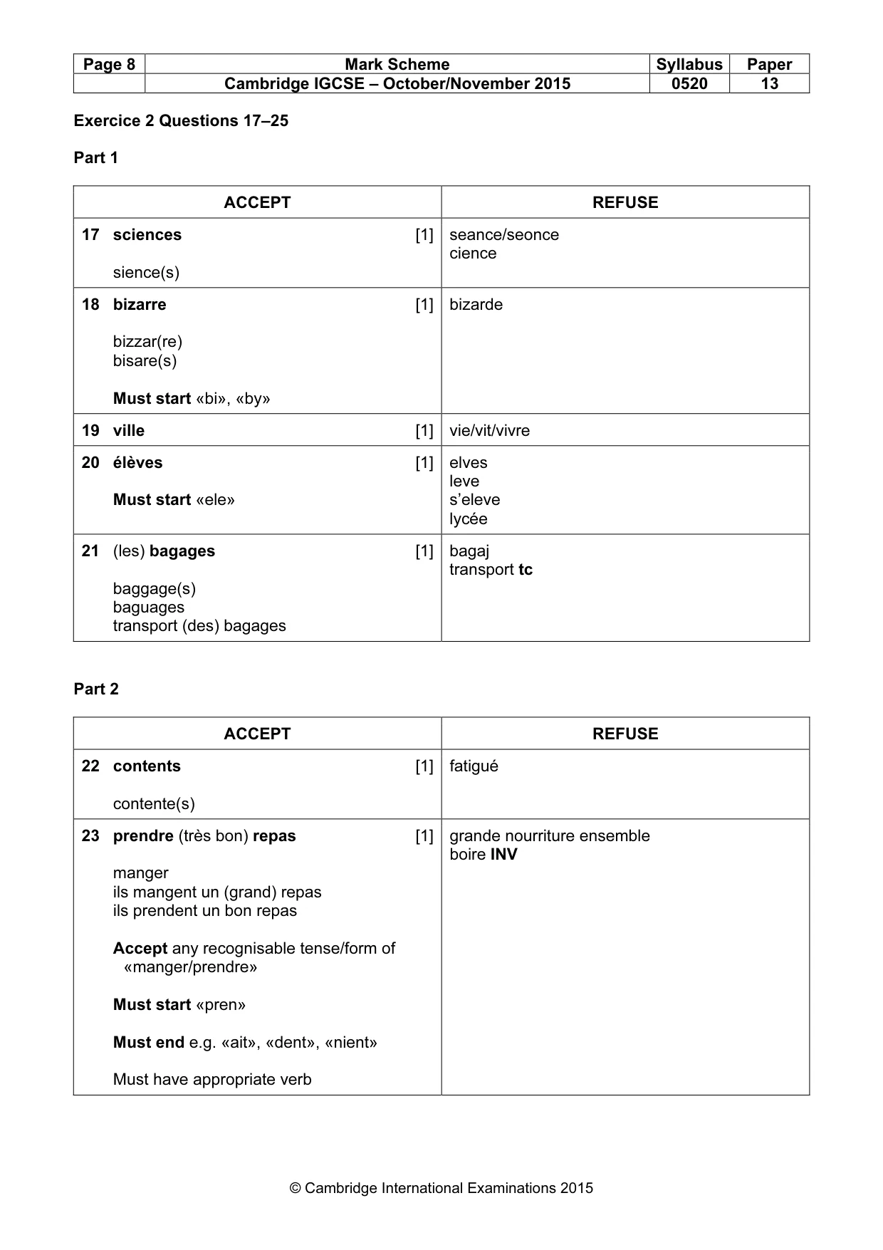 Mark scheme, page 8 of 11