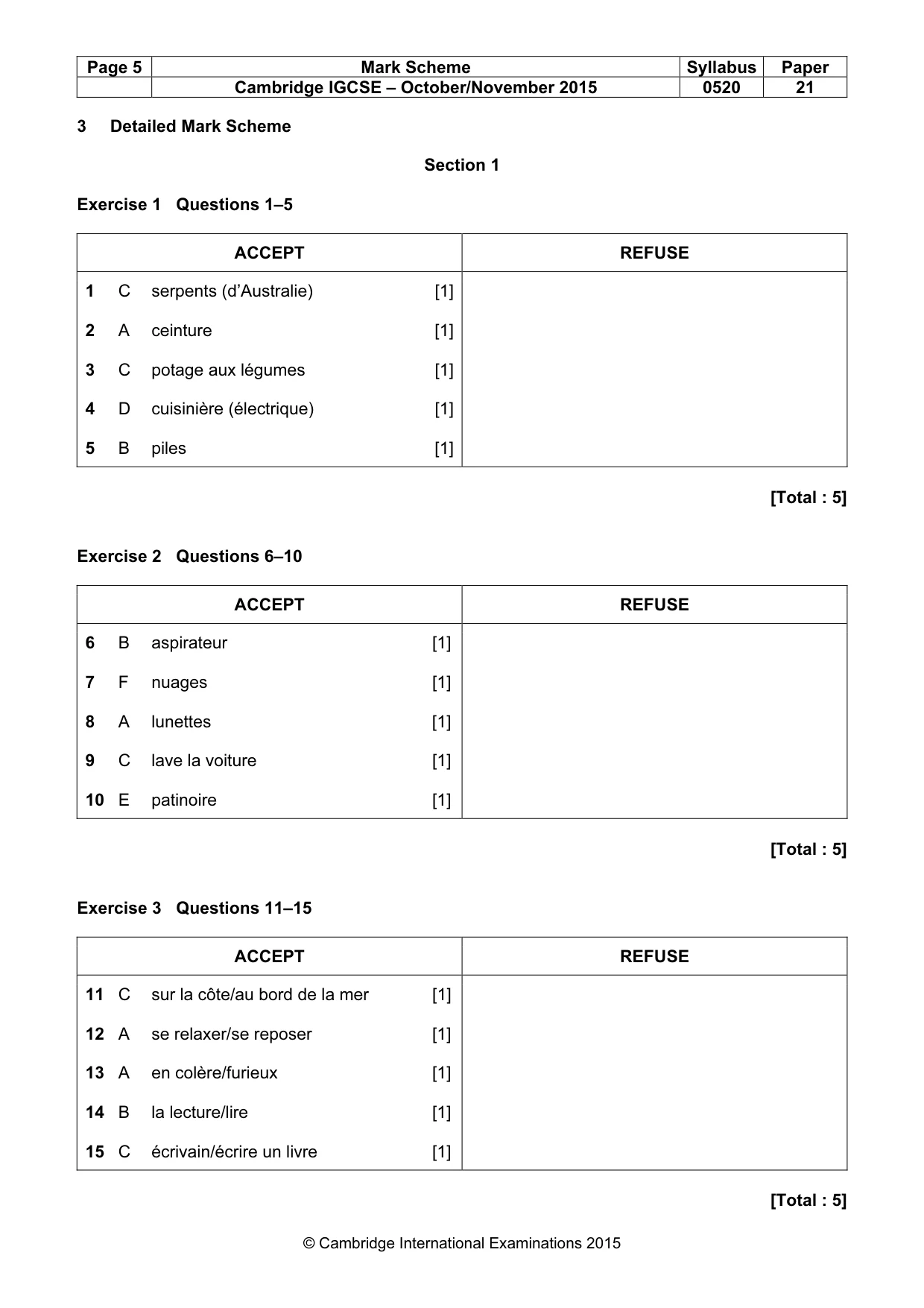 Mark scheme, page 5 of 12