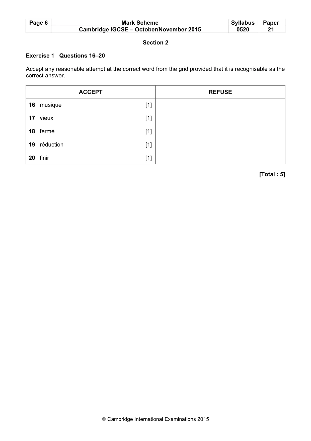 Mark scheme, page 6 of 12