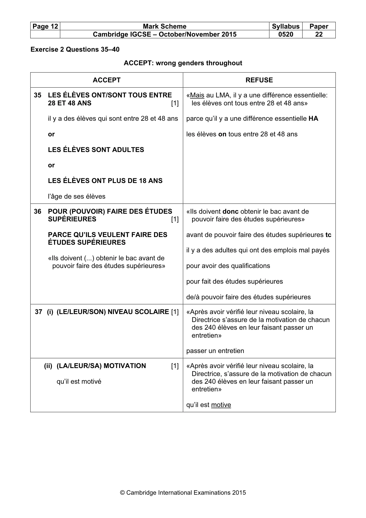 Mark scheme, page 12 of 13