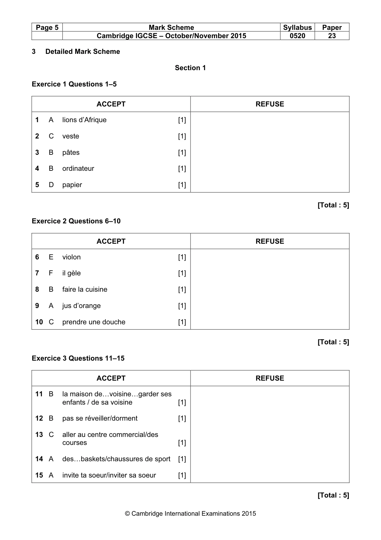 Mark scheme, page 5 of 12