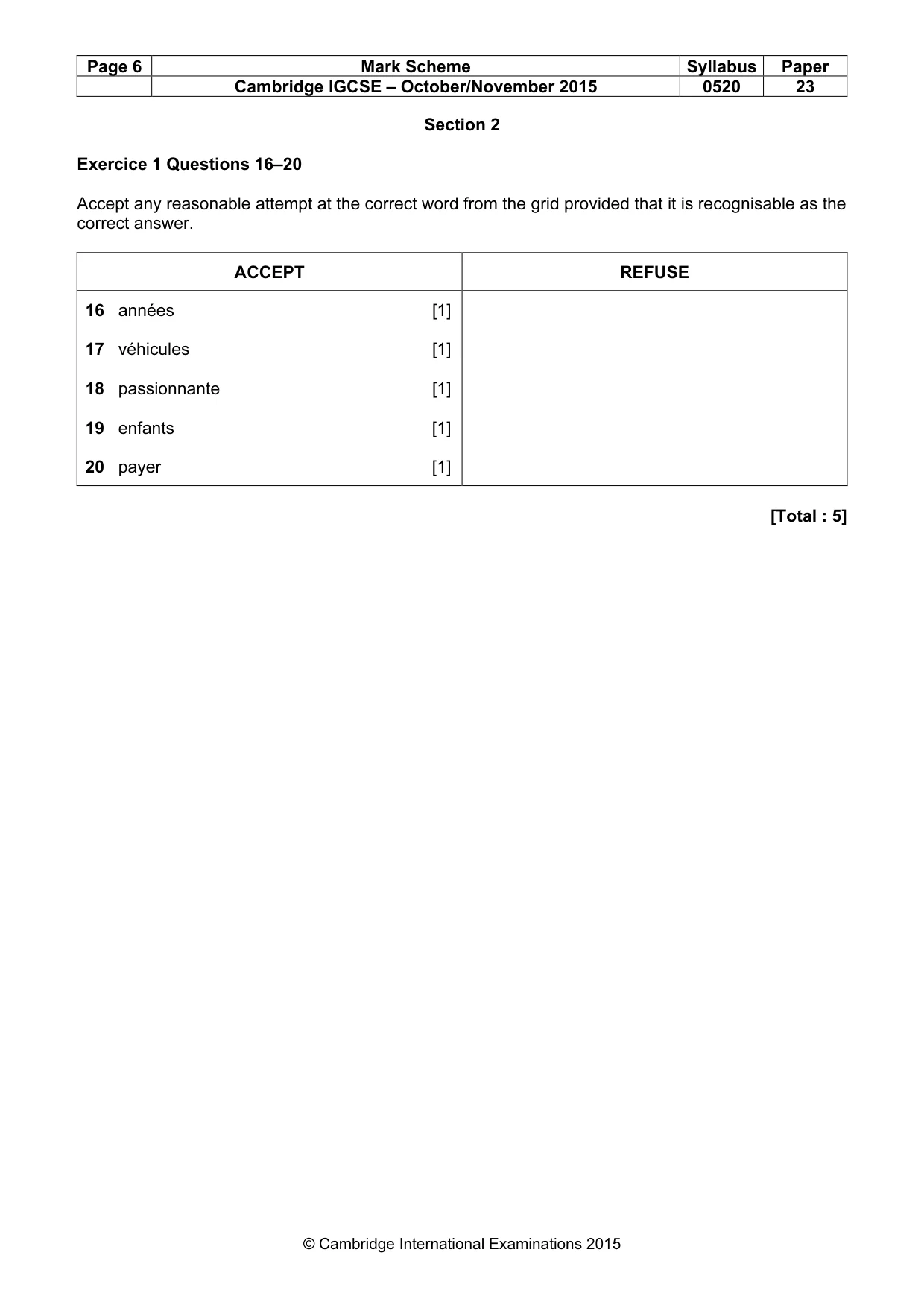 Mark scheme, page 6 of 12