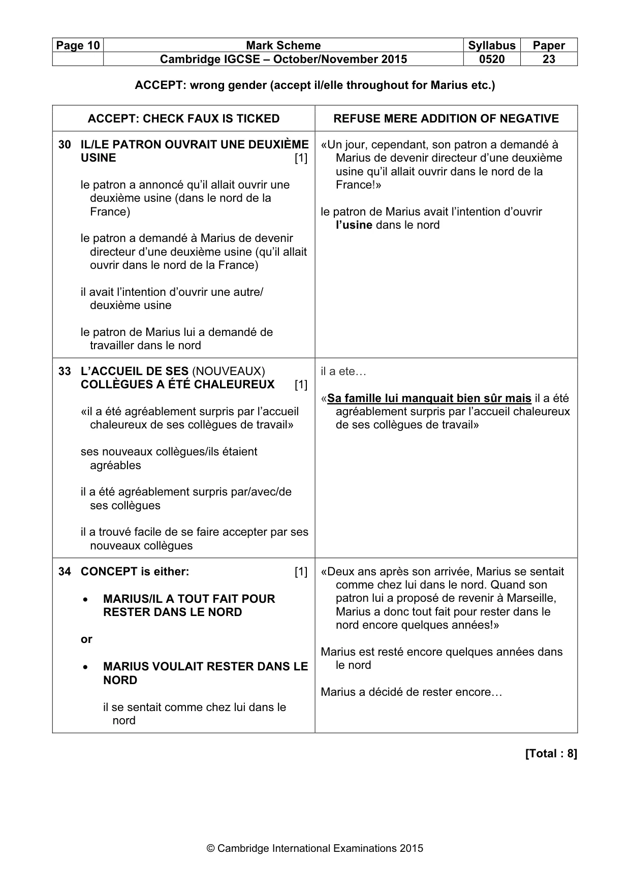 Mark scheme, page 10 of 12