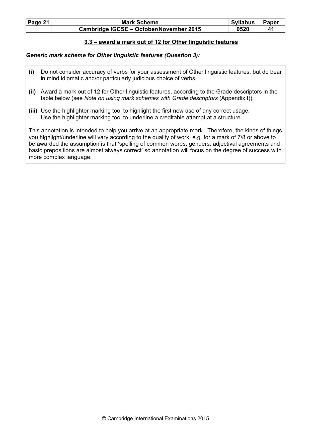 Mark scheme, page 21 of 30