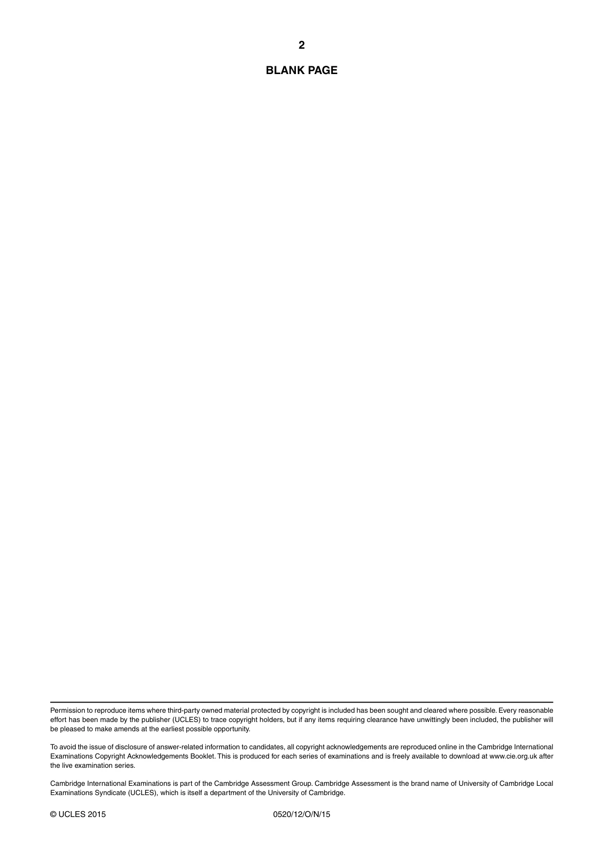 Cambridge IGCSE French - Foreign Language 0520 2015 Oct/Nov Paper 1 · Variant 2 question paper, page 2 of 12