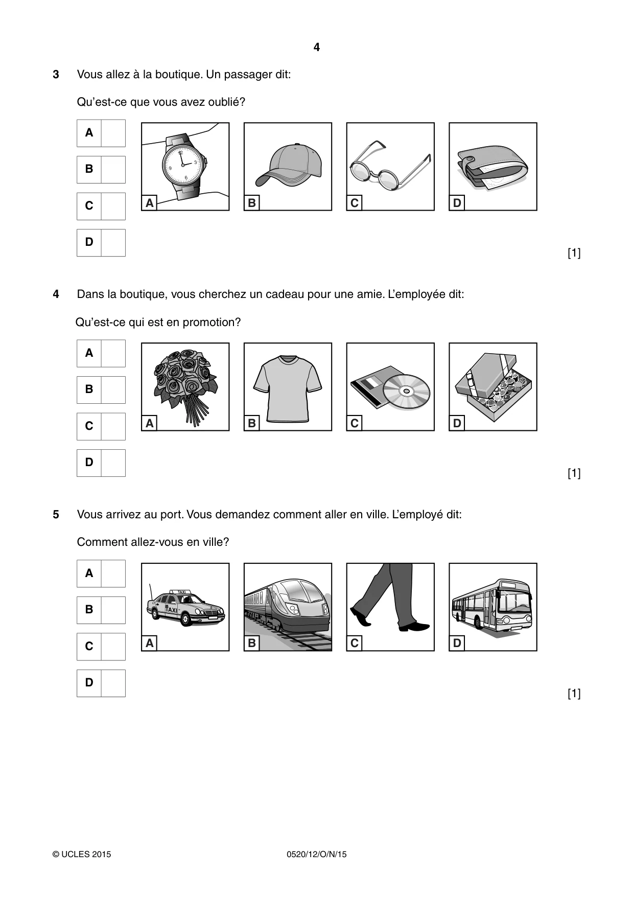 Cambridge IGCSE French - Foreign Language 0520 2015 Oct/Nov Paper 1 · Variant 2 question paper, page 4 of 12