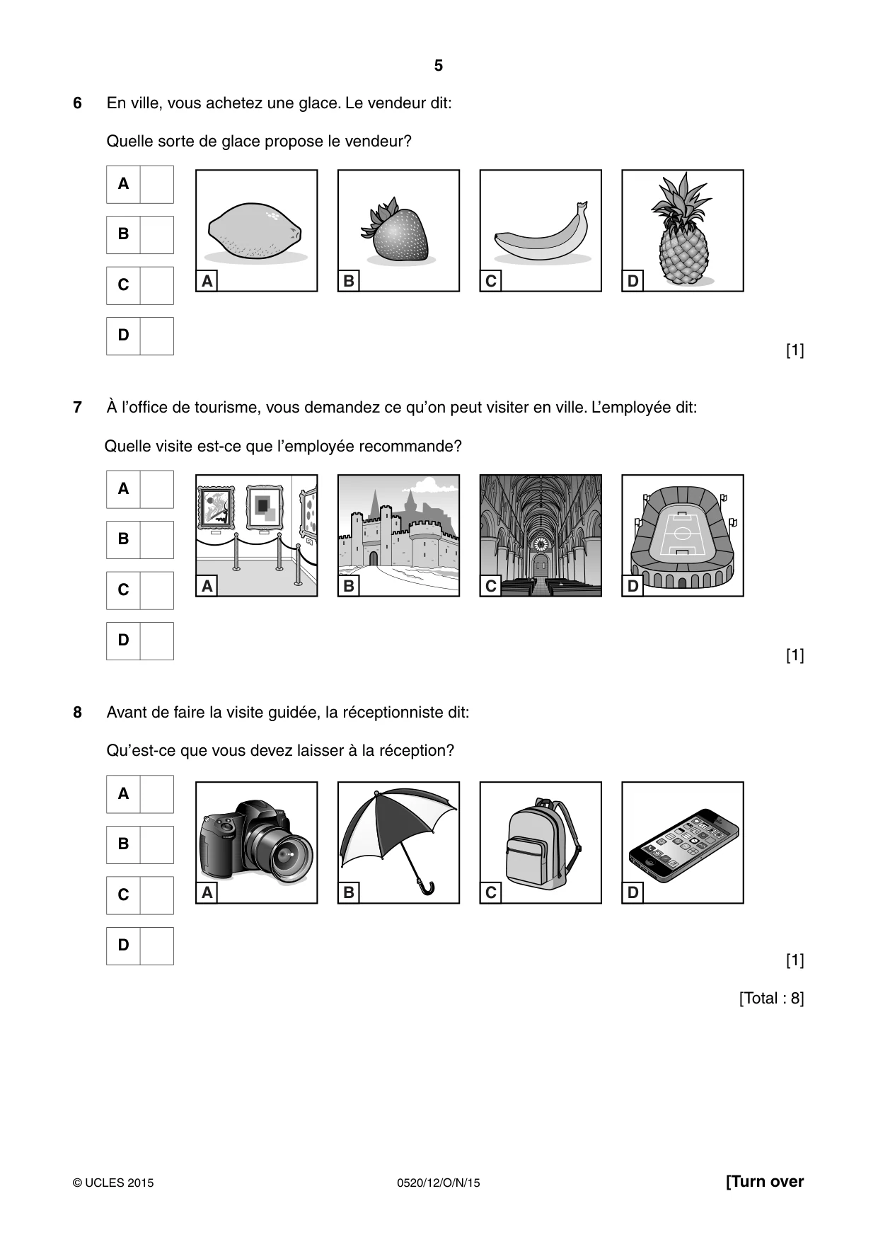 Cambridge IGCSE French - Foreign Language 0520 2015 Oct/Nov Paper 1 · Variant 2 question paper, page 5 of 12