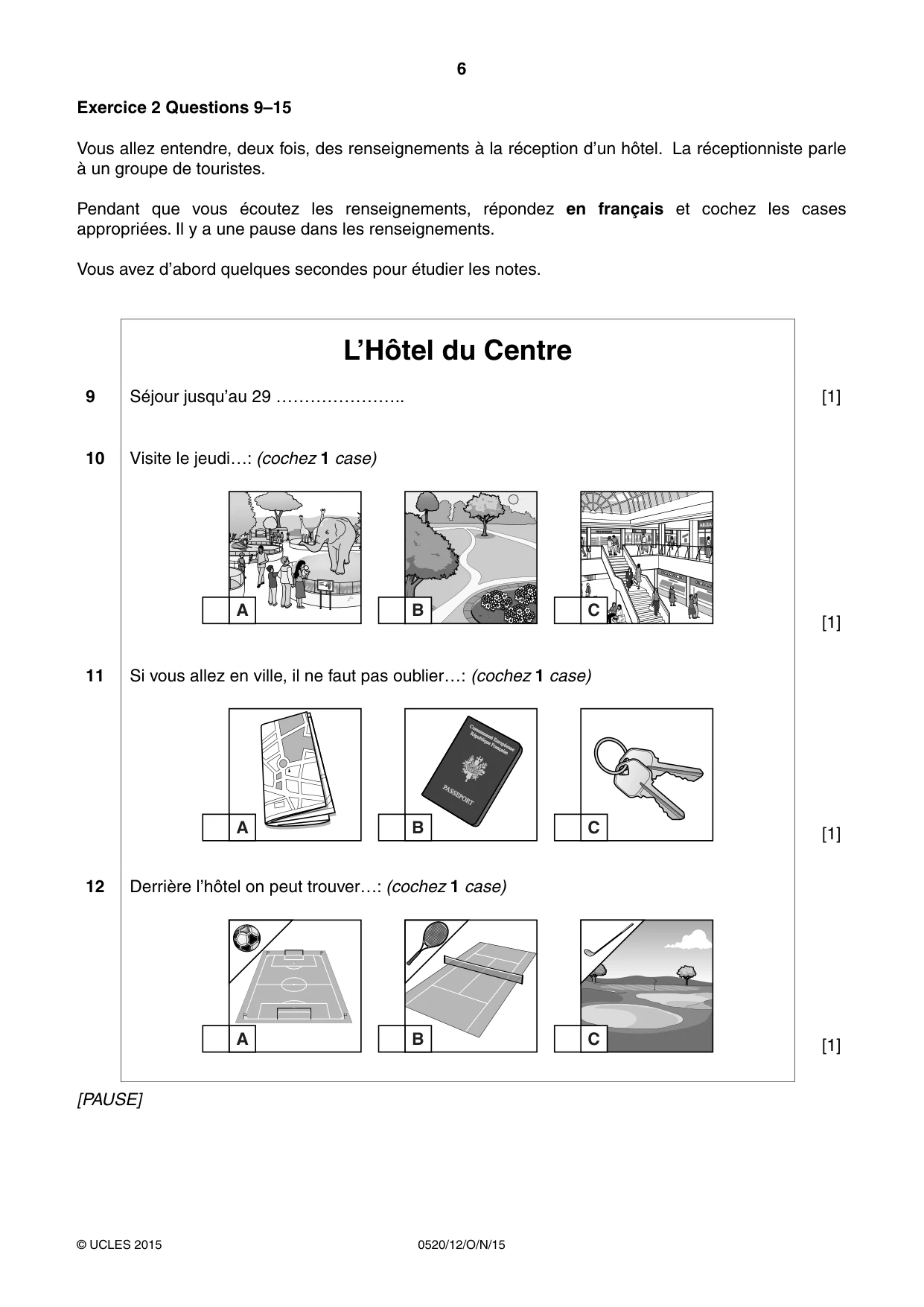 Cambridge IGCSE French - Foreign Language 0520 2015 Oct/Nov Paper 1 · Variant 2 question paper, page 6 of 12