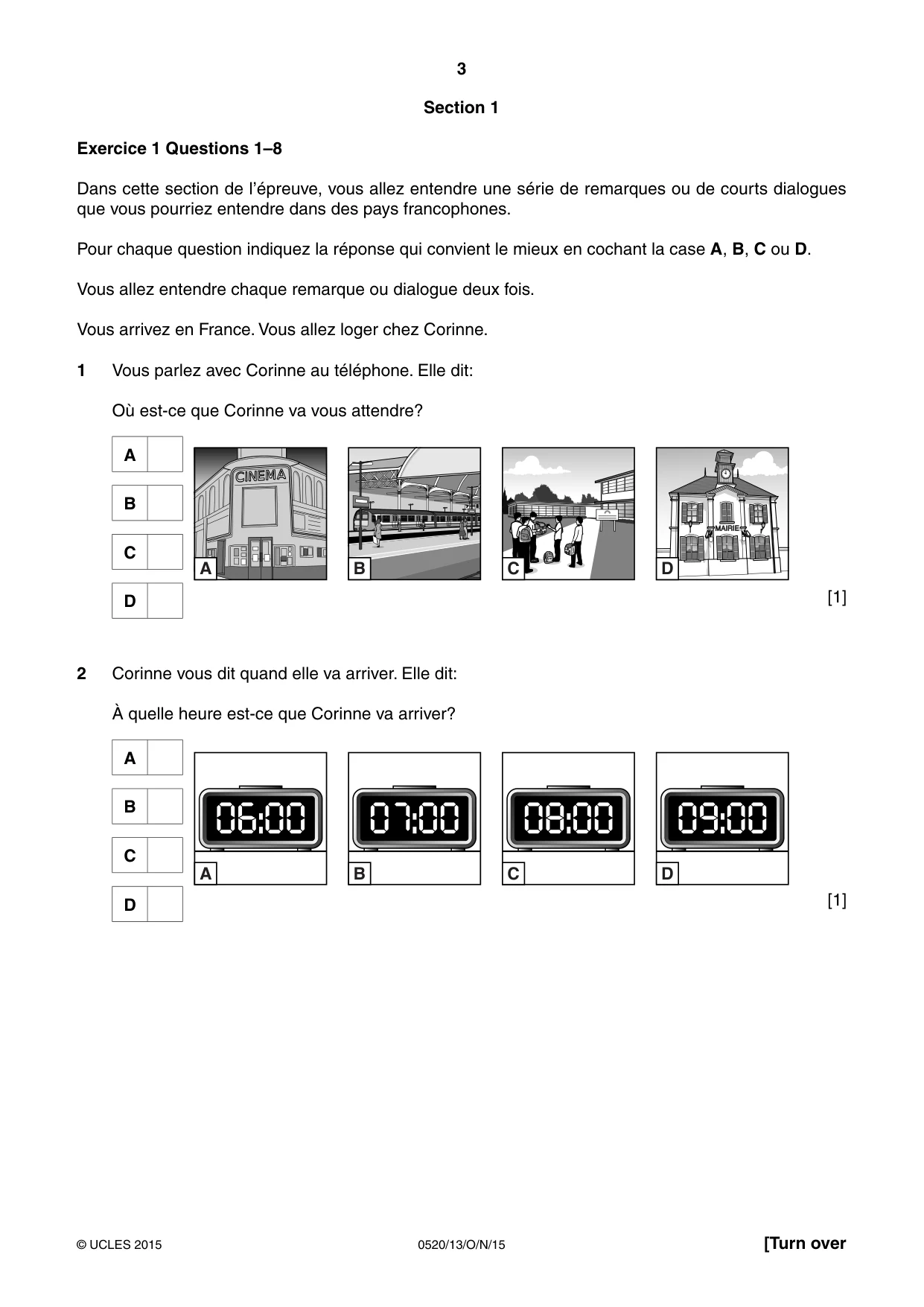 Cambridge IGCSE French - Foreign Language 0520 2015 Oct/Nov Paper 1 · Variant 3 question paper, page 3 of 12