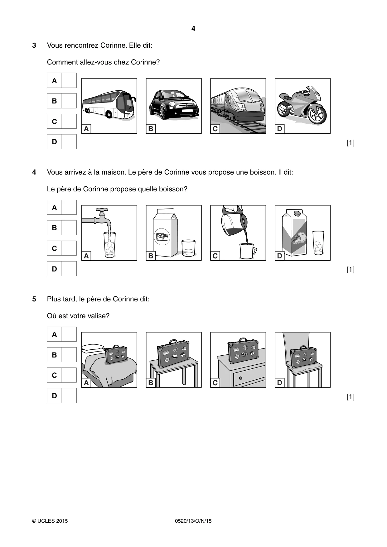 Cambridge IGCSE French - Foreign Language 0520 2015 Oct/Nov Paper 1 · Variant 3 question paper, page 4 of 12
