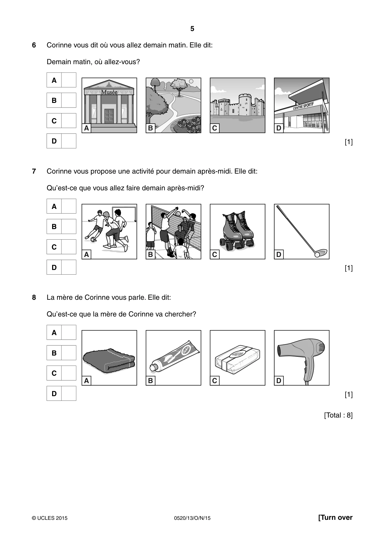 Cambridge IGCSE French - Foreign Language 0520 2015 Oct/Nov Paper 1 · Variant 3 question paper, page 5 of 12