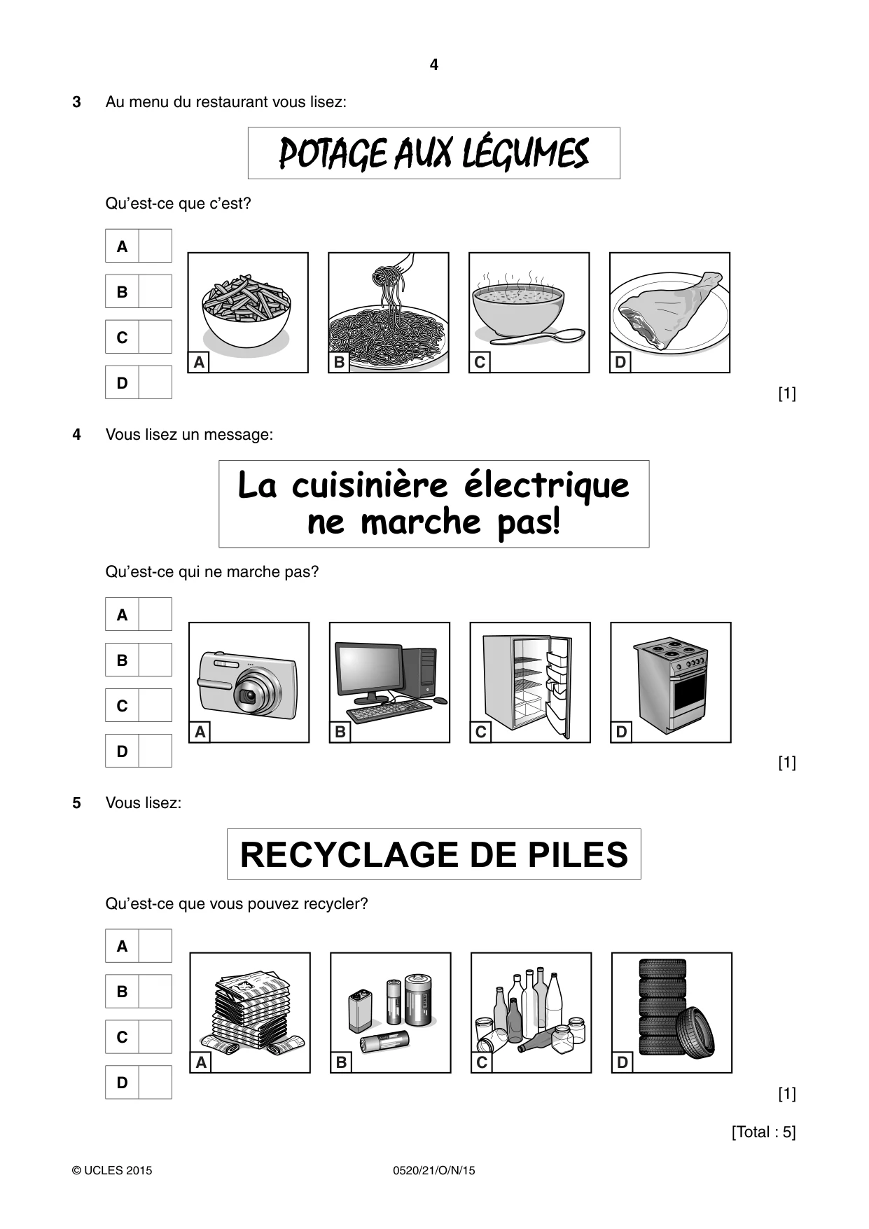 Cambridge IGCSE French - Foreign Language 0520 2015 Oct/Nov Paper 2 · Variant 1 question paper, page 4 of 16