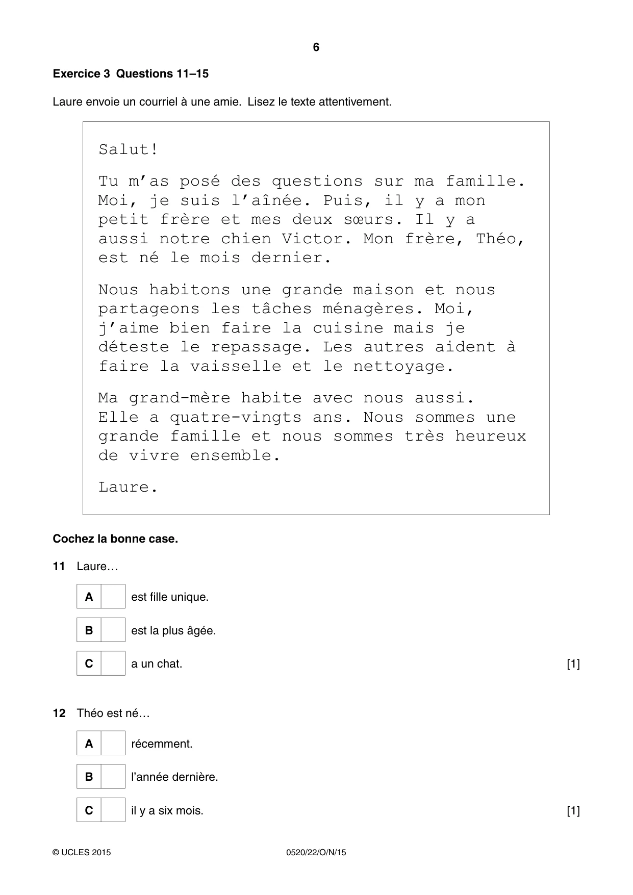 Cambridge IGCSE French - Foreign Language 0520 2015 Oct/Nov Paper 2 · Variant 2 question paper, page 6 of 16