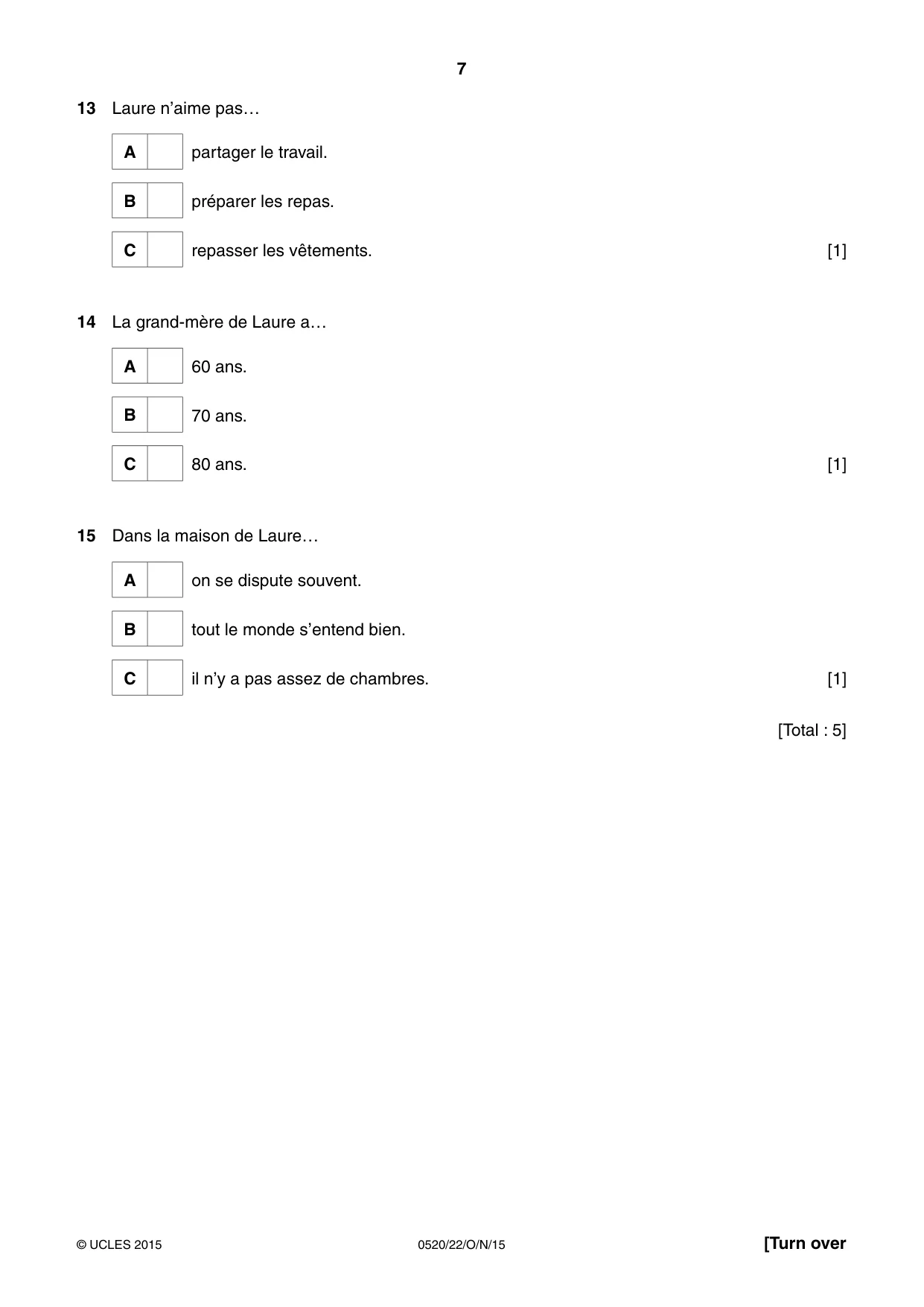 Cambridge IGCSE French - Foreign Language 0520 2015 Oct/Nov Paper 2 · Variant 2 question paper, page 7 of 16
