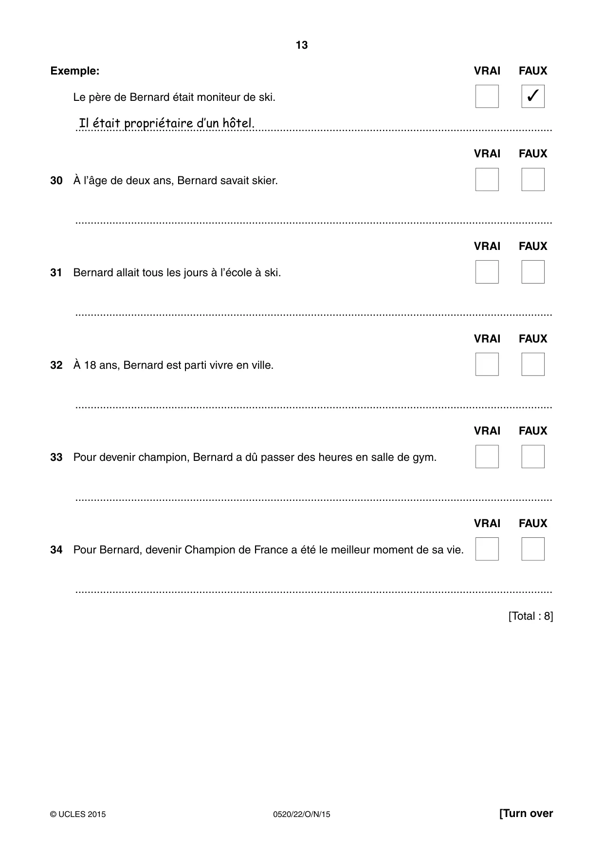 Cambridge IGCSE French - Foreign Language 0520 2015 Oct/Nov Paper 2 · Variant 2 question paper, page 13 of 16