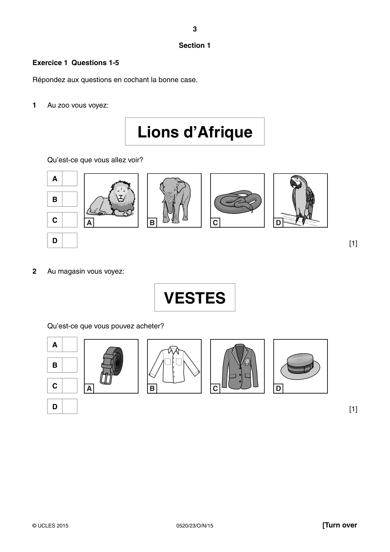 Cambridge IGCSE French - Foreign Language 0520 2015 Oct/Nov Paper 2 · Variant 3 question paper, page 3 of 16