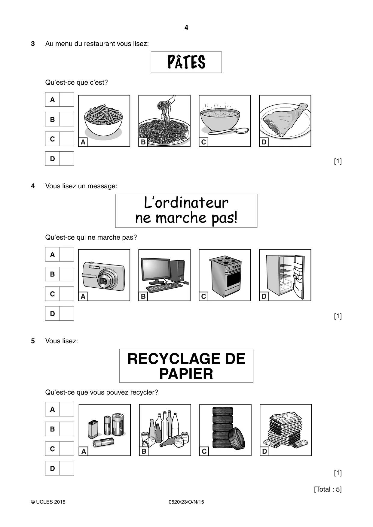 Cambridge IGCSE French - Foreign Language 0520 2015 Oct/Nov Paper 2 · Variant 3 question paper, page 4 of 16