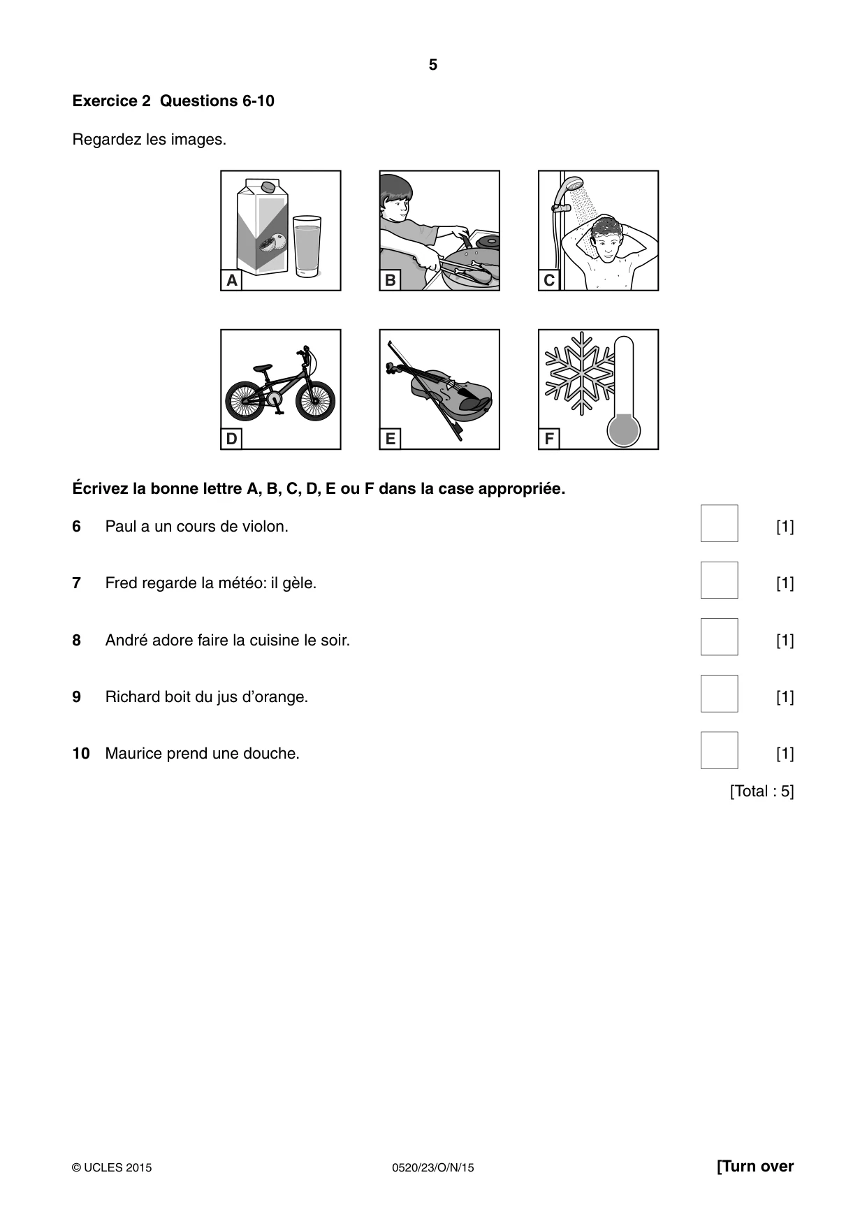 Cambridge IGCSE French - Foreign Language 0520 2015 Oct/Nov Paper 2 · Variant 3 question paper, page 5 of 16
